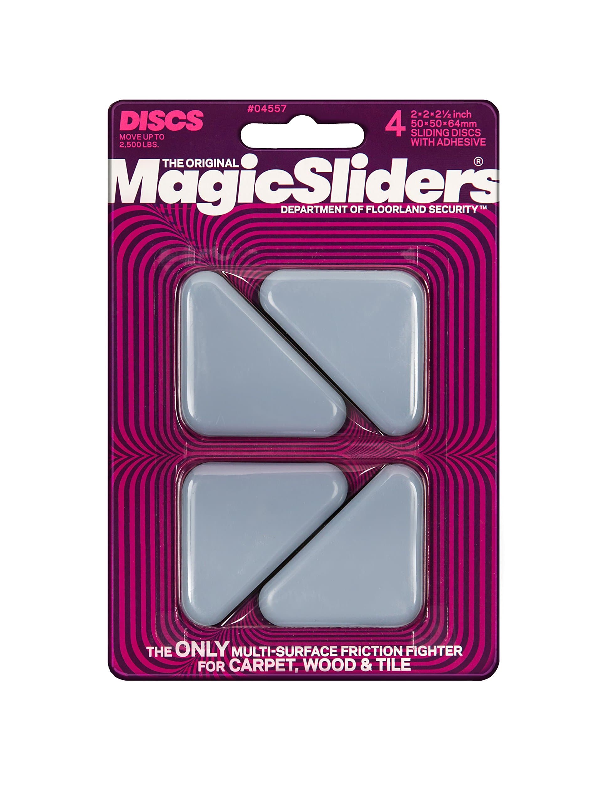 Magic Slider 04557 Triangular Sliding Discs – Silicon Material | Protection for Scratches on Furniture, Tiles, Vinyl Floors|Size- 2x2x2-1/2|Colour-Grey