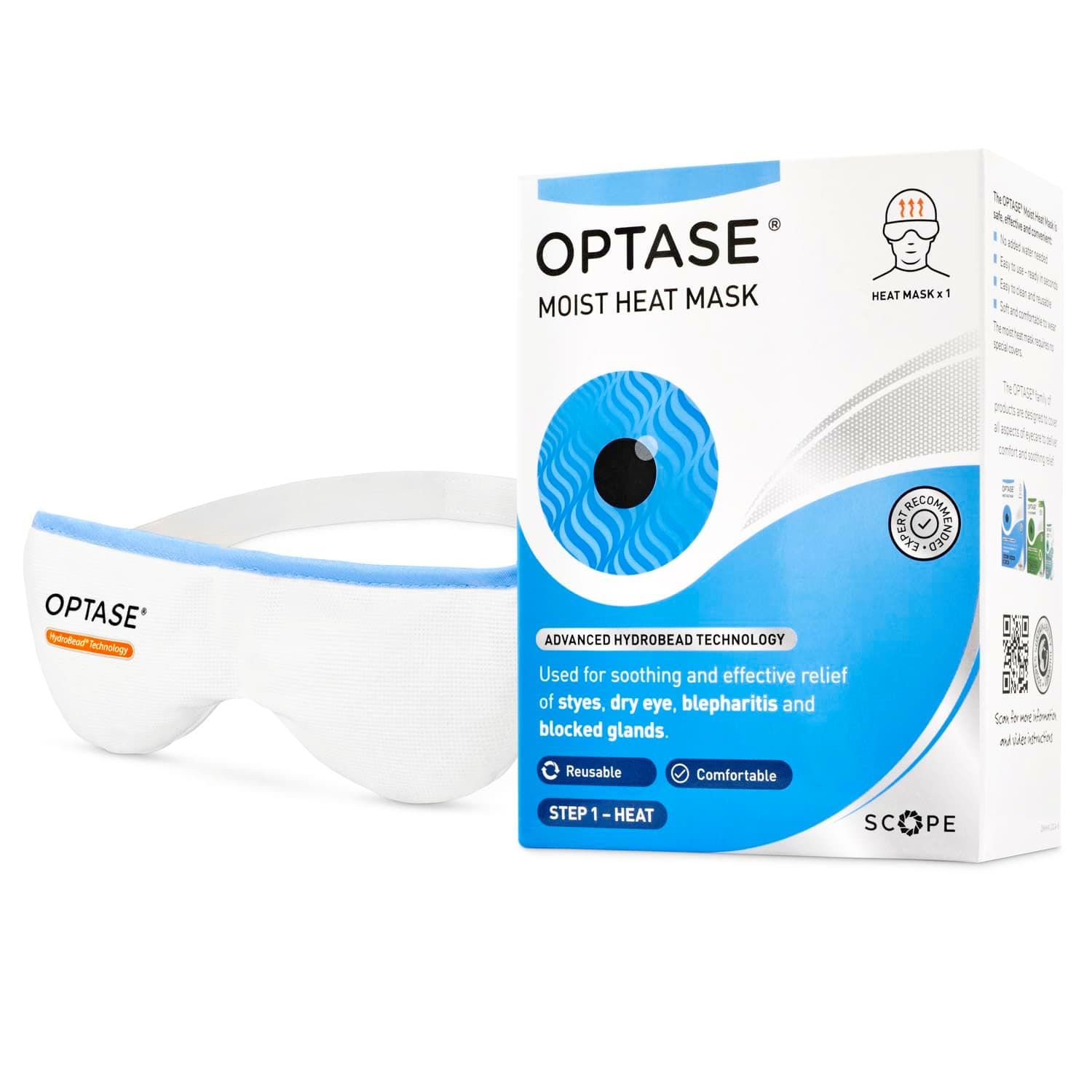 Optase, Moist Heat Eye Mask Washable and Reusable Eye Mask HydroBead Technology for Dry Eye Relief