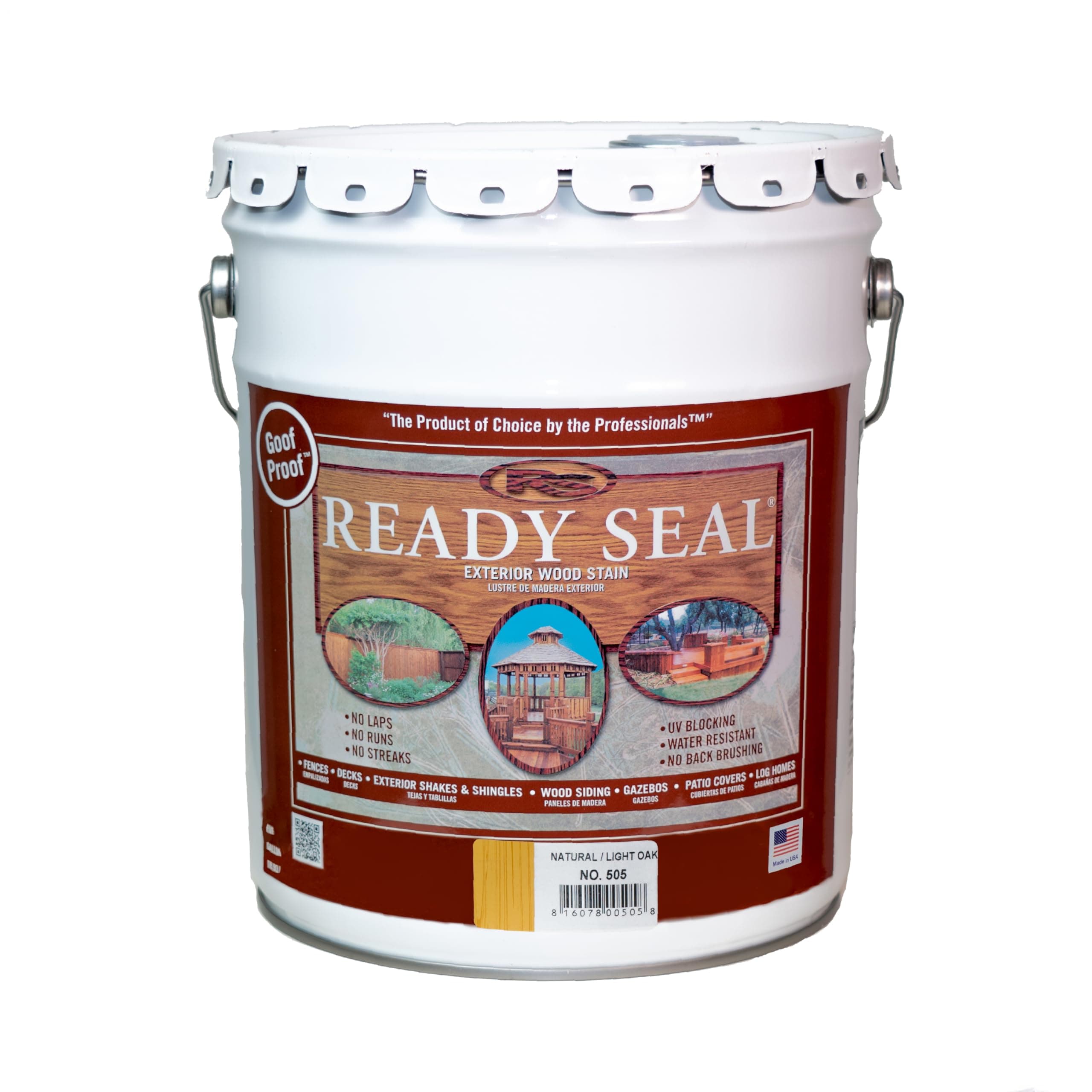 Ready Seal 7966104 5 gal Pail Exterior Wood Stain & Sealer, Light Oak