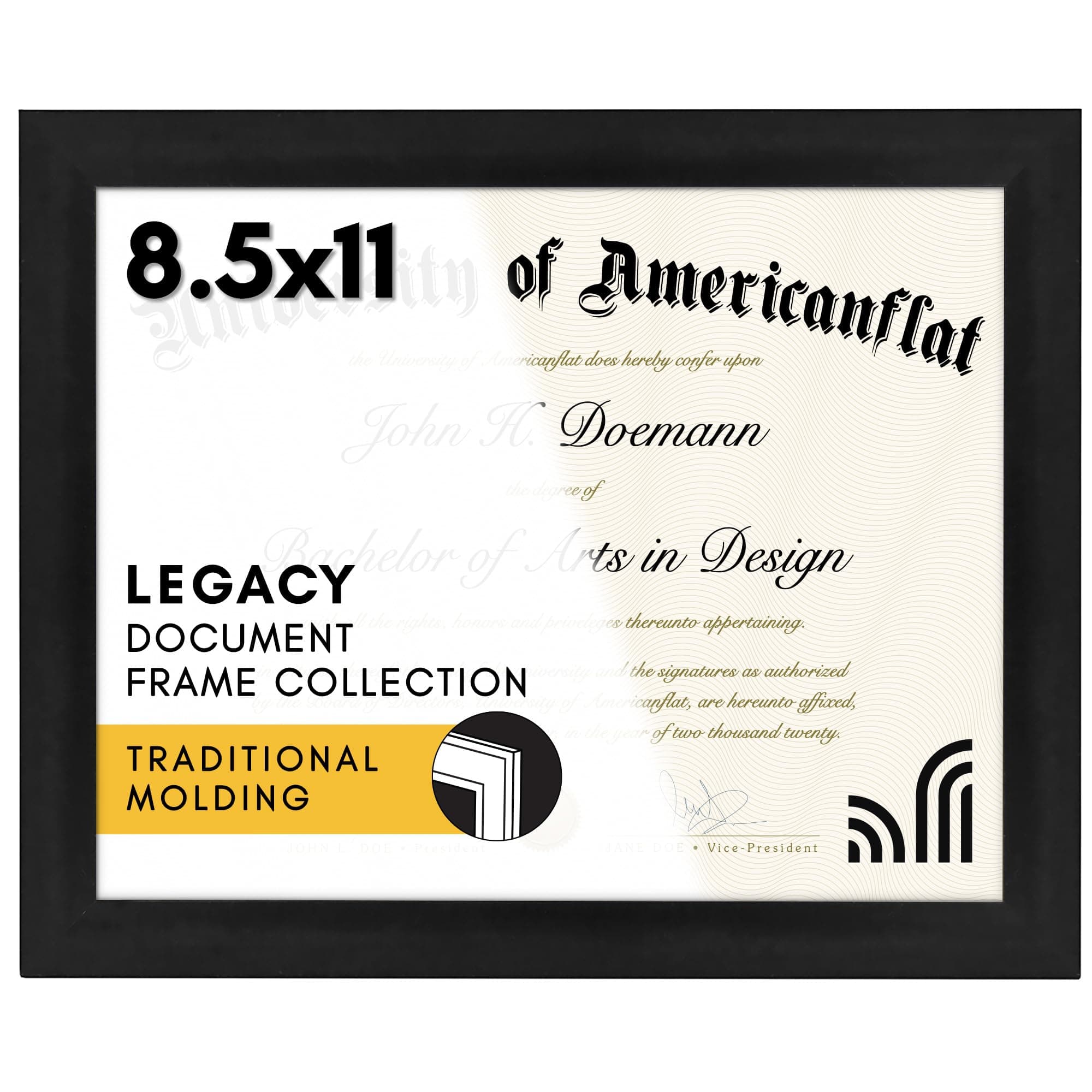 Document Frame - Made to Display Certificates 8.5 x 11-Inch - Document Frames, Certificate Frames, Diploma Frames, High School Diploma Frame
