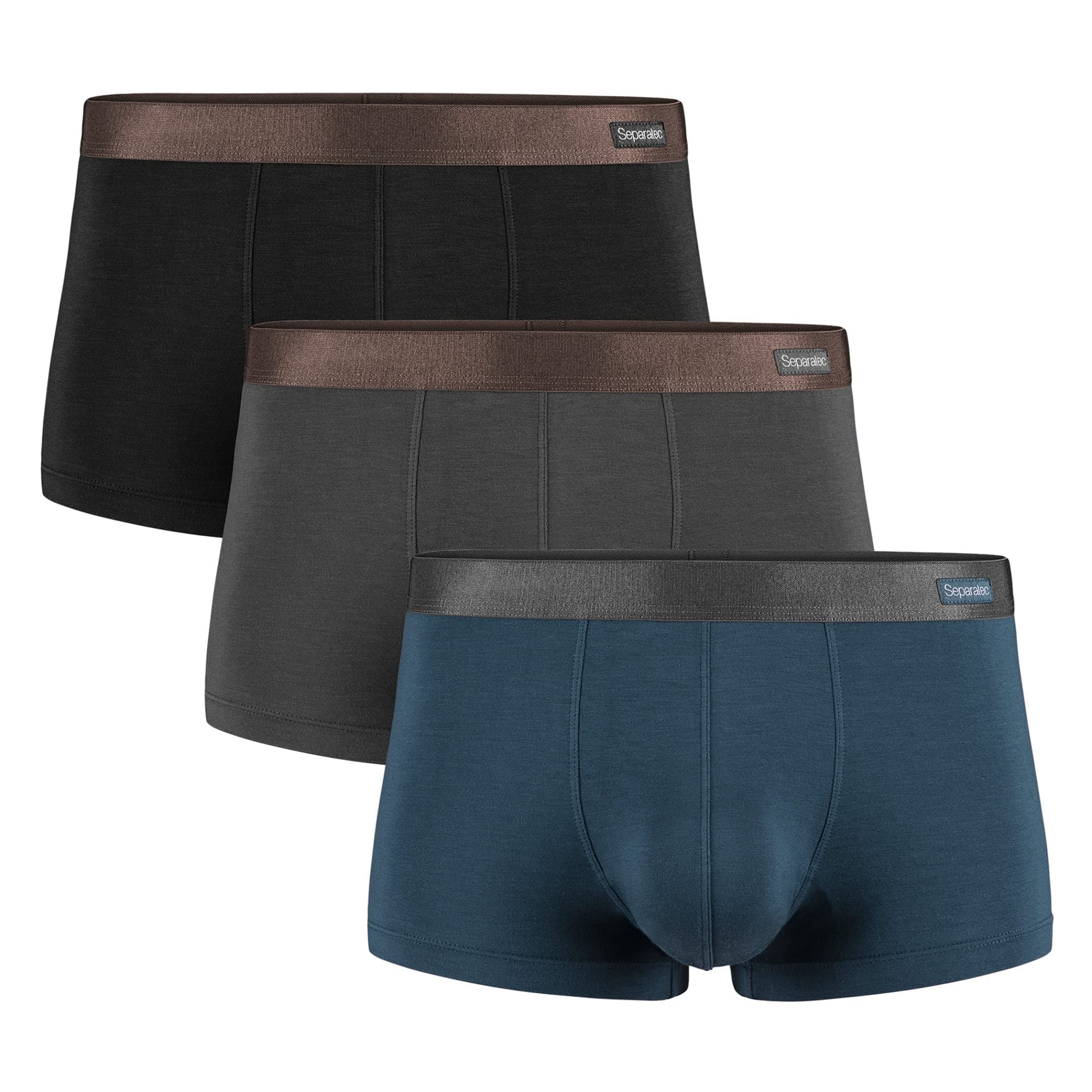 3 Pack Men's Basic Bamboo Rayon Soft and Breathable Pouch Underwear Trunks