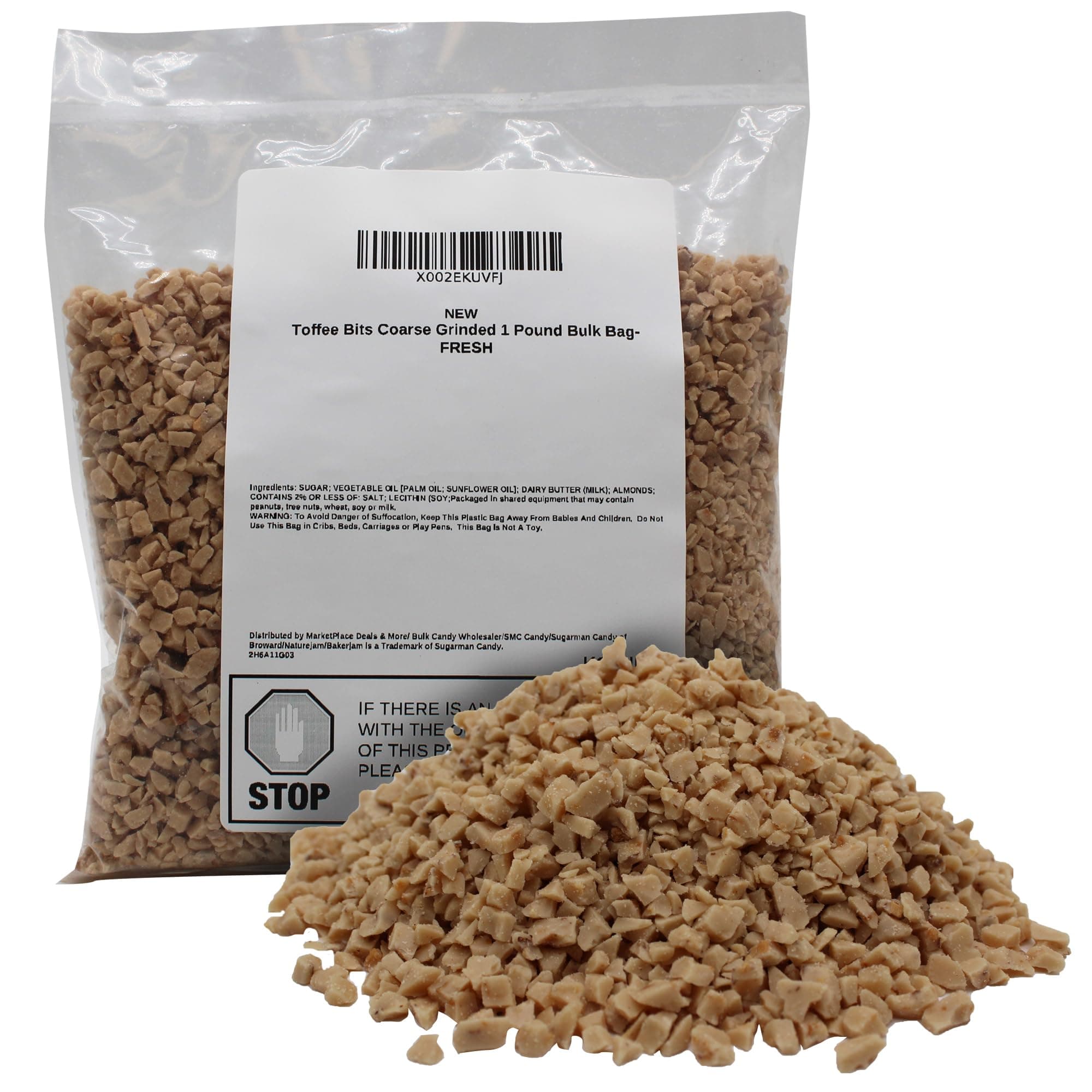 Toffee Bits Coarse Grinded 1 Pound Bulk Bag-FRESH