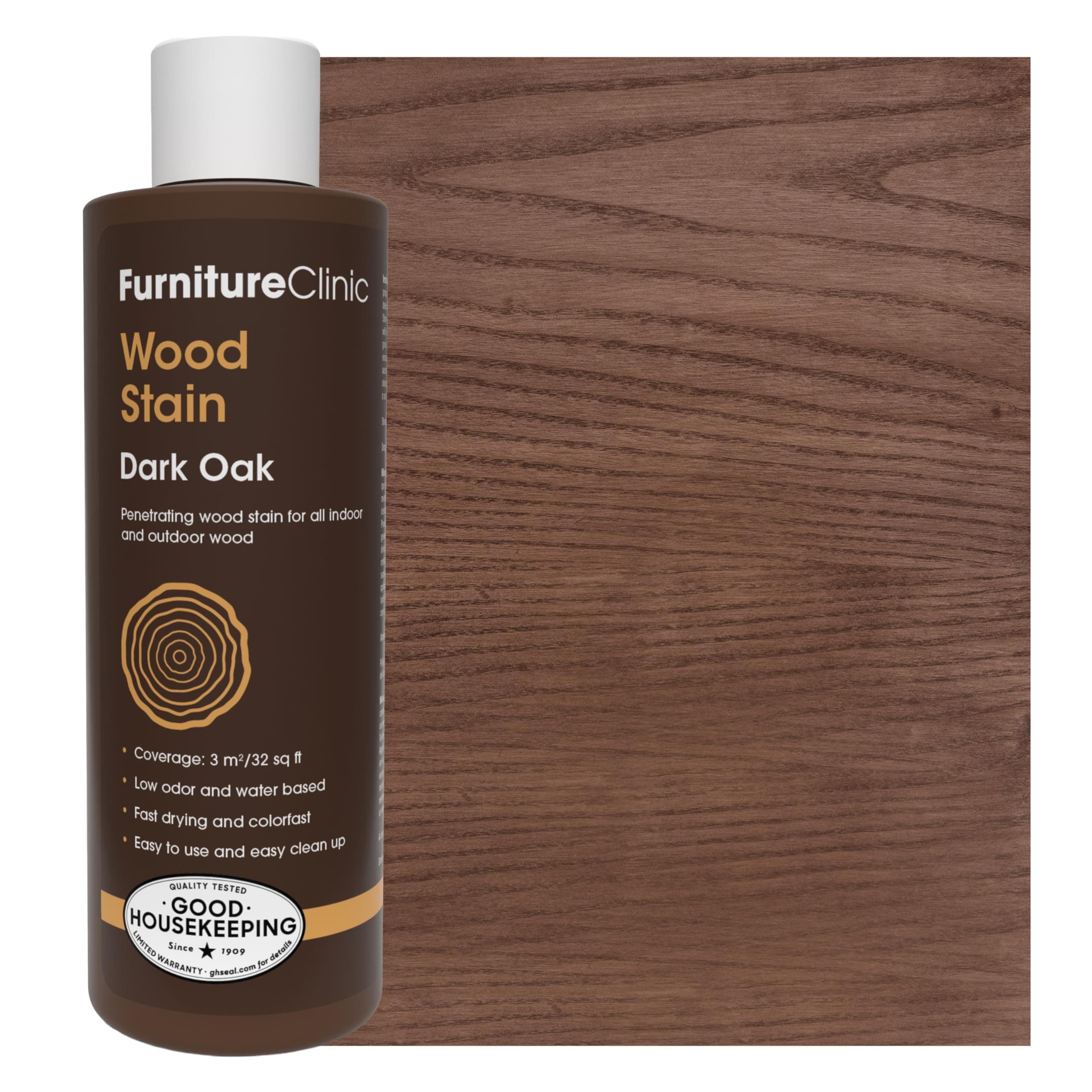 Wood Stain (Dark Oak) – Fast Drying, Highly Concentrated, and Easy-to-Apply Wood Stain for All Indoor & Outdoor Wood – Water Based & Non-Toxic – 250ml