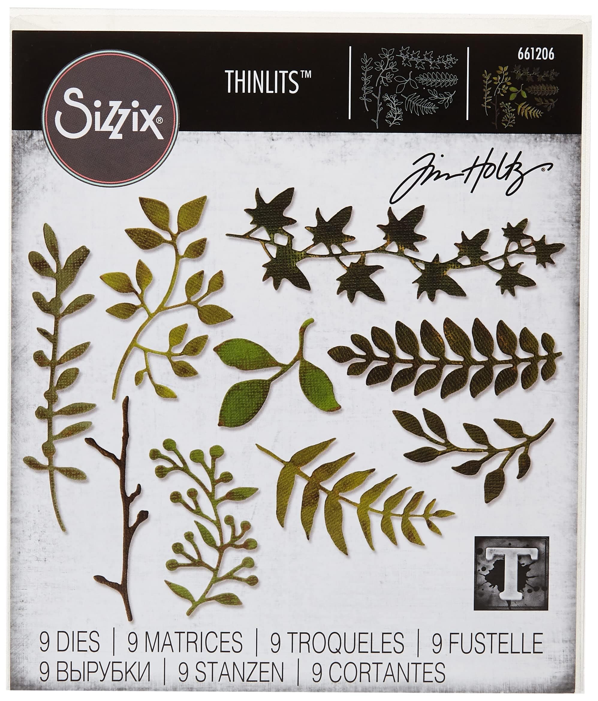 661206 Thinlits Die Set, Garden Greens by Tim Holtz (9/Pack), 7.5 x 5.63 x 0.25