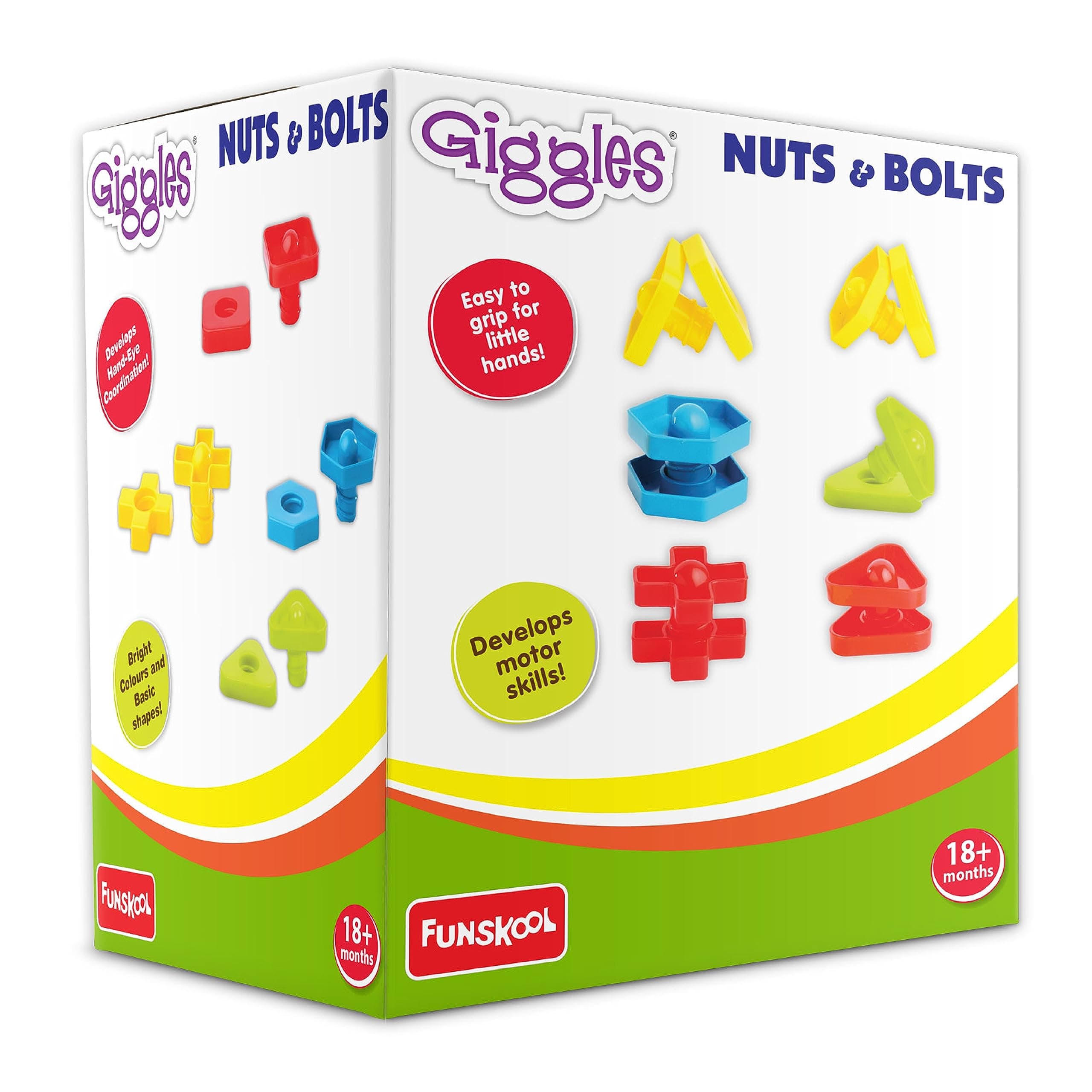 Giggles Funskool Giggles - Nuts And Bolts,Interlocking Educational Blocks,Shape&Colours,18 Months&Above,Infant And Preschool Toys,Multicolor