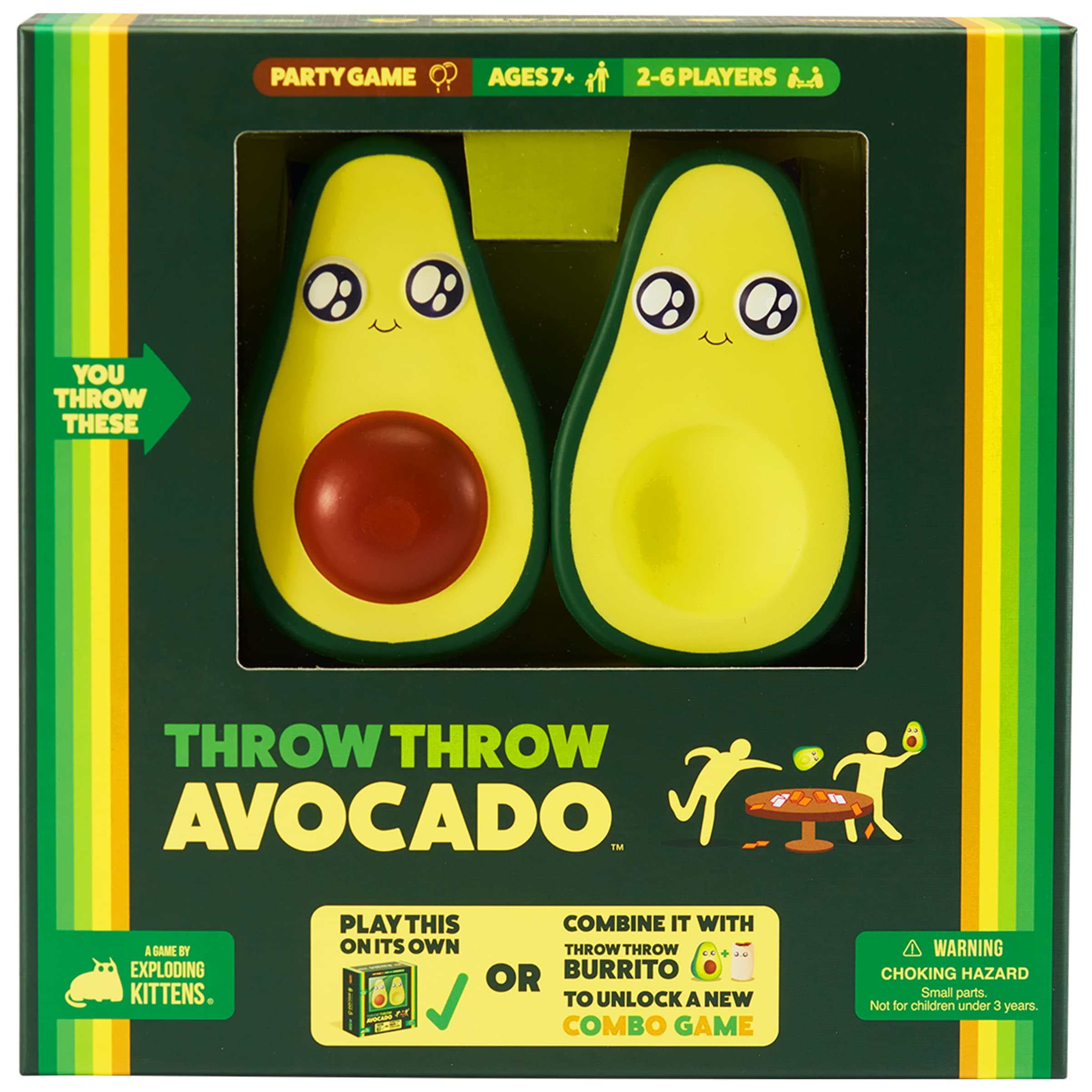 Exploding Kittens Throw Throw Avocado 2-6 Players - Ages 7+ - 15 Minutes to Play - Dodgeball Card Game - Party Game, Family Game Night, Kid and Adult Card Game