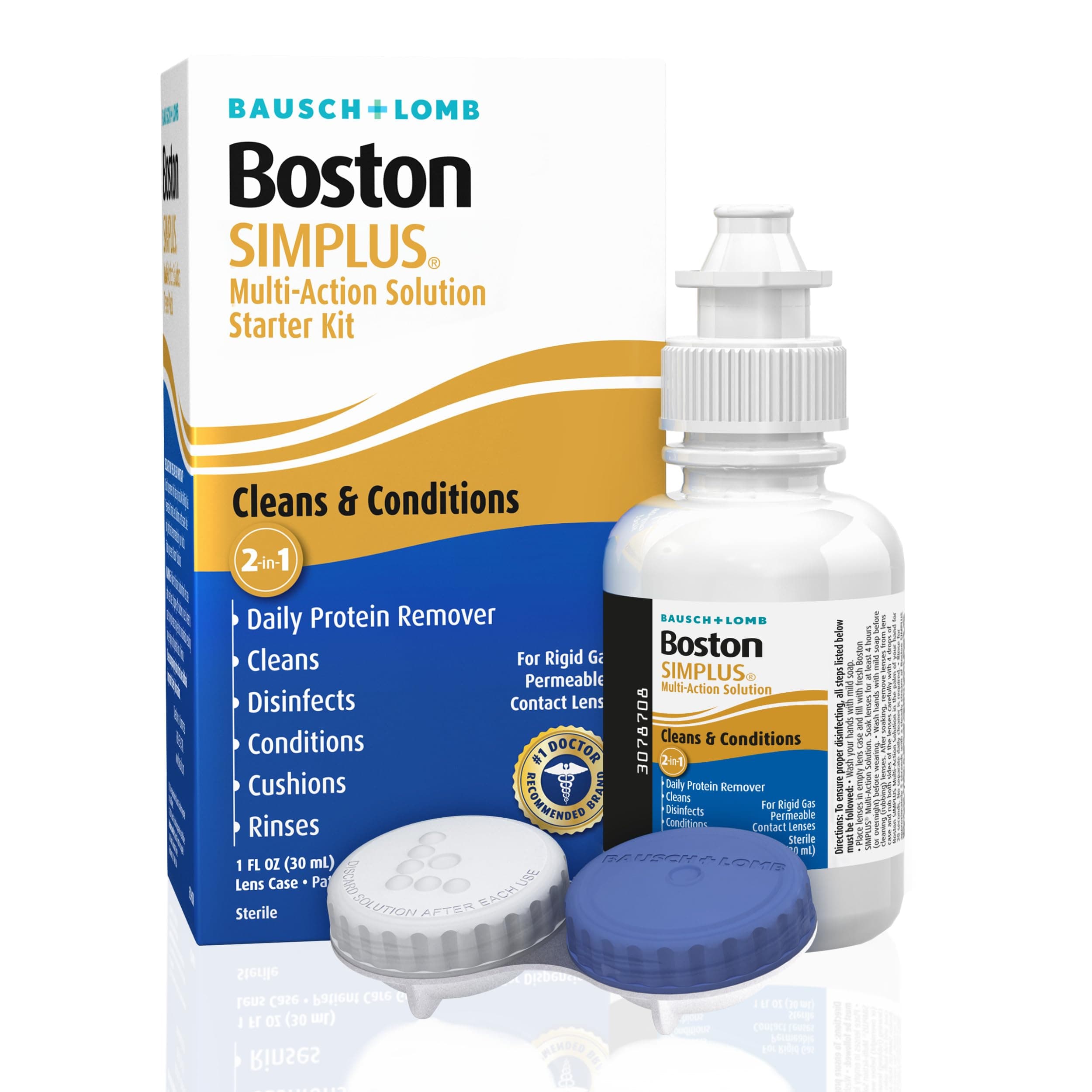 Boston SIMPLUS Multi-Action Solution, Travel Kit & Lens Case, Cleans, Disinfects & Conditions Rigid Gas Permeable (RGP) Lens, 1 Fl Oz