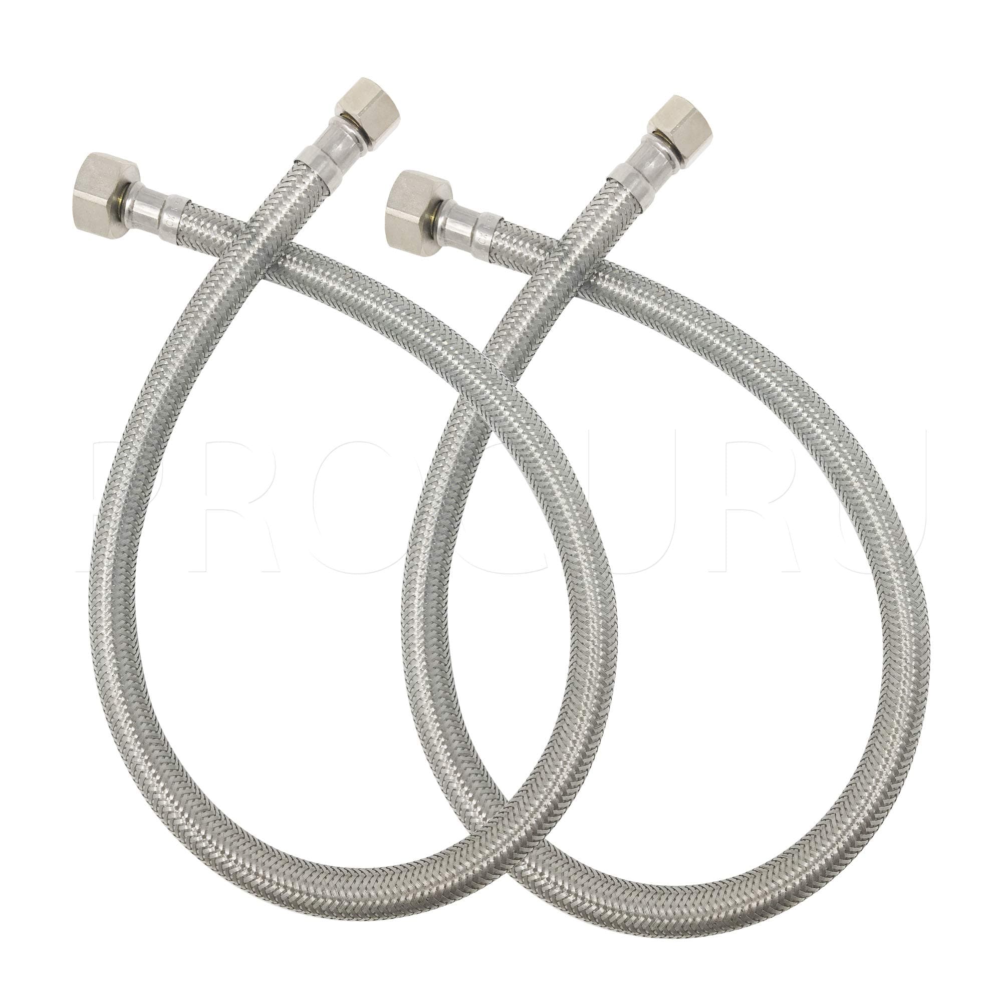 PROCURU 24" Length x 3/8" Comp x 1/2" FIP Faucet Supply Connector, Braided Stainless Steel Lead Free PCFC381224-2 (24-Inch, 2-Pack)