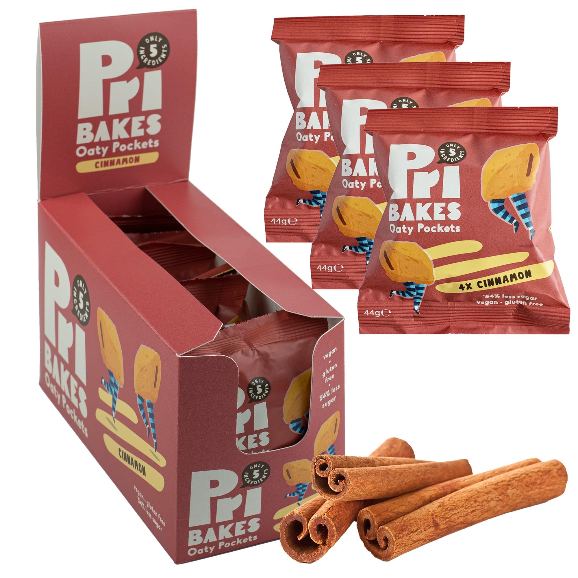 Gluten Free Snacks - Tasty & On-the-Go Oat-Based, Low Calorie, Delicious Snacks for Adults - No Sugar, Low Fat Vegan Food w/Natural Ingredients - 12 pcs Cinnamon Oaty Pockets (NEW RECIPE) by Pri Bakes