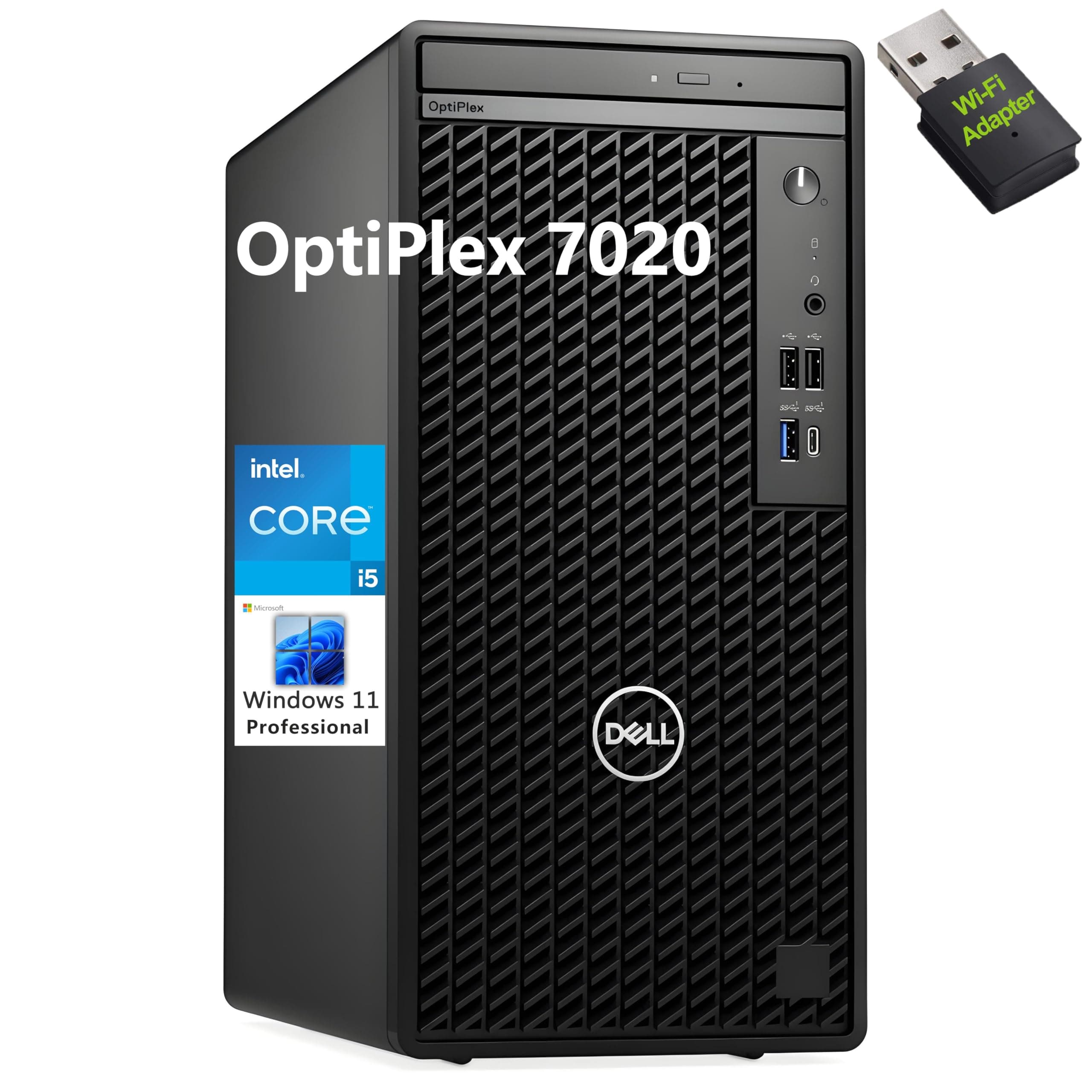 OptiPlex 7010 Tower Business Desktop Computer, 13th Gen Intel 14-Core i5-13500 (Beat i7-12700), 32GB DDR4 RAM, 1TB PCIe SSD, DVDRW, WiFi Adapter, RJ-45, HDMI, Keyboard & Mouse, Windows 11 Pro