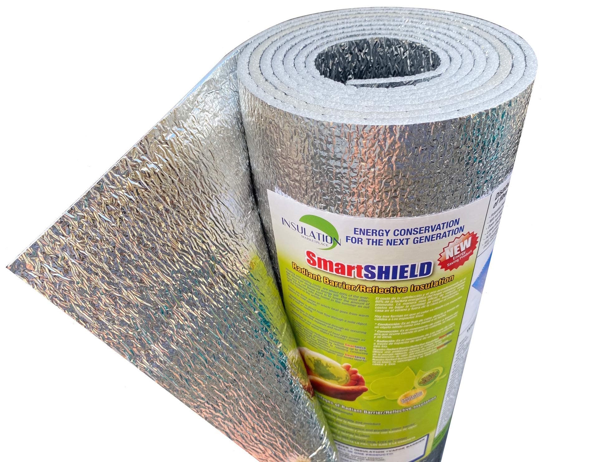 SmartSHIELD Reflective Insulation Roll 3mm 24" x 10' Foam Core Radiant Barrier Insulation Foil Insulation Commercial Grade 16"x10ft