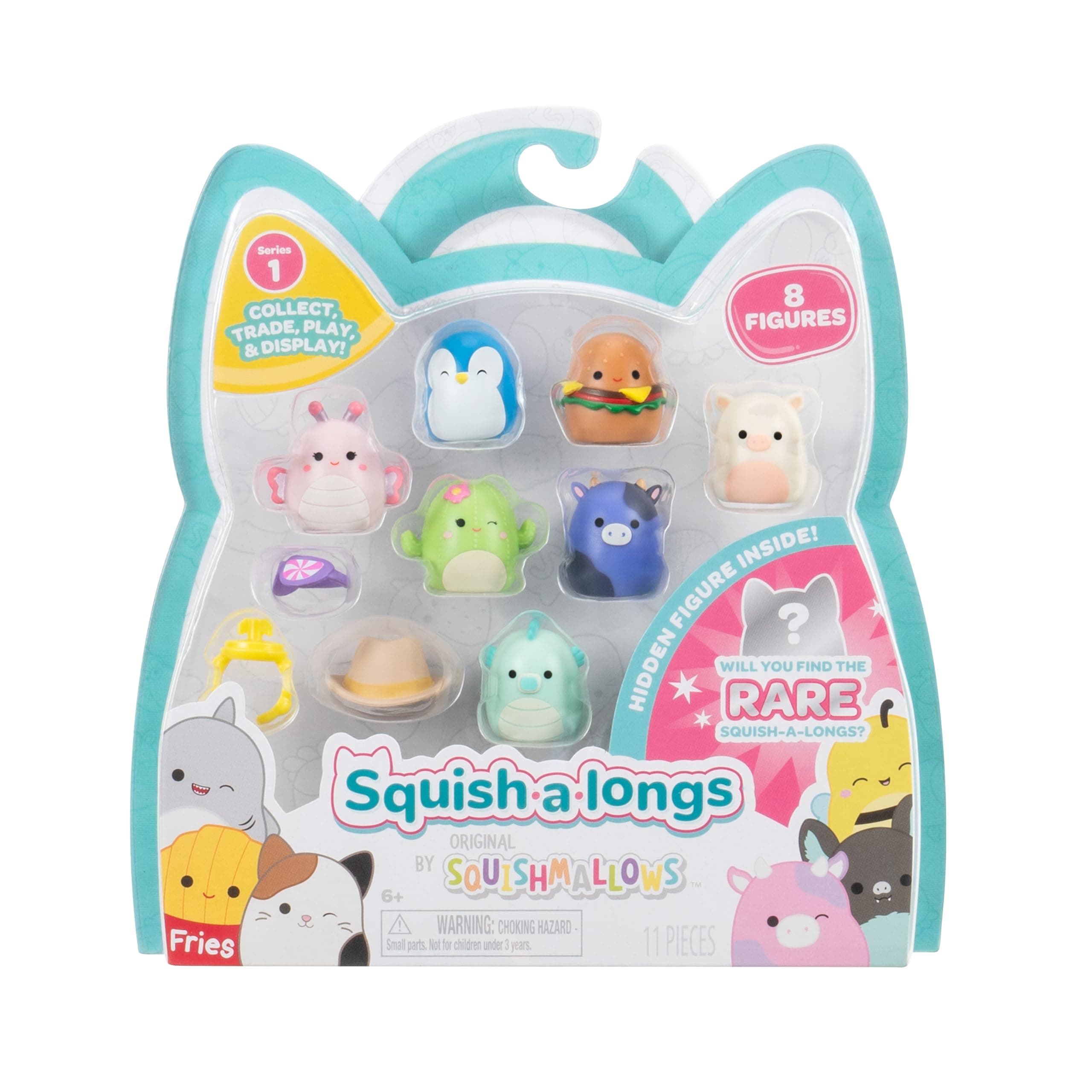 Squish-a-longs Mini Squish Set 8 Pieces 2.5 cm Series 1 Style 1 with 2 Accessories Ring and Collecting Instructions for Collecting, Swapping and Playing