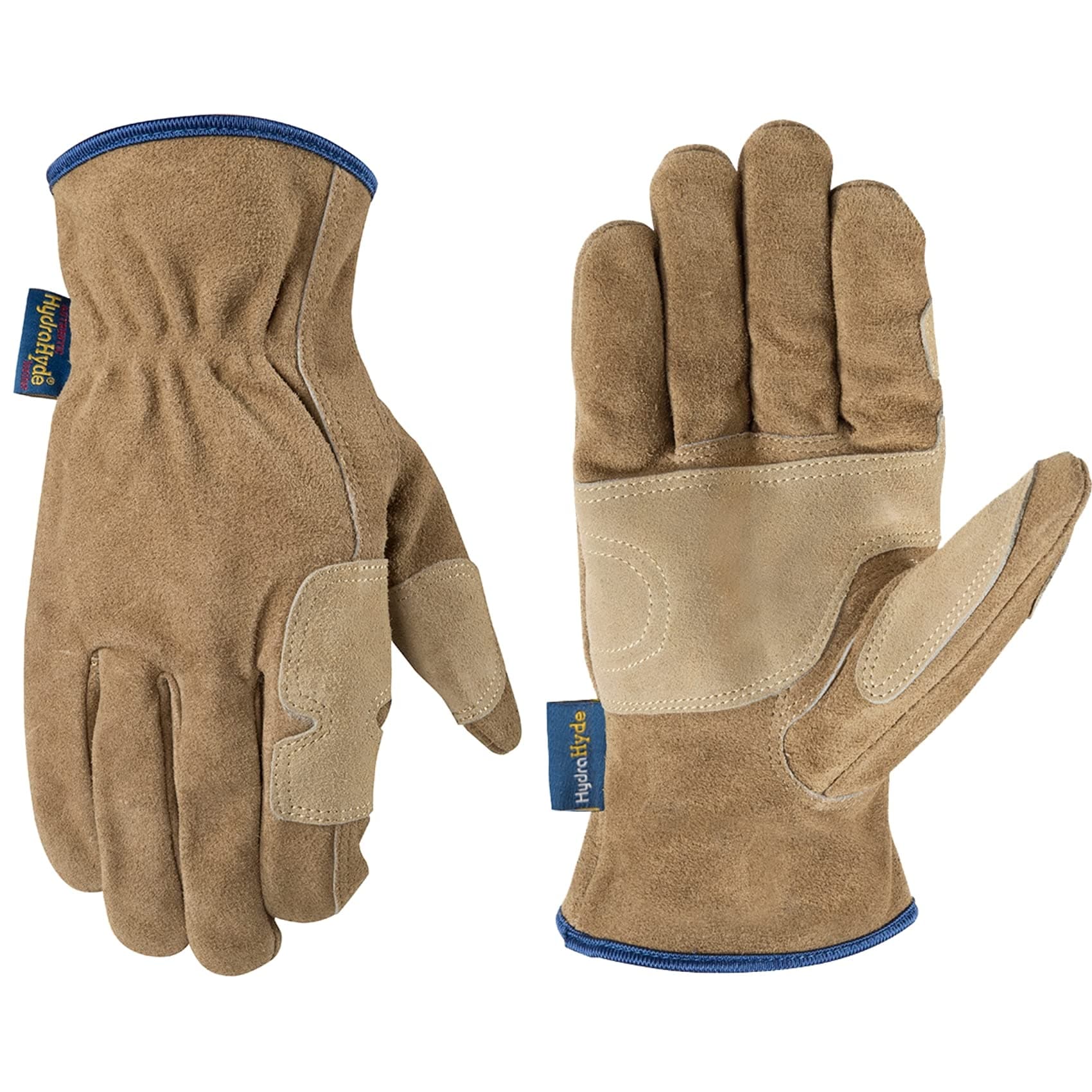 Men’s HydraHyde Leather Work Gloves, Water-Resistant Split Cowhide, Reinforced Palm for Ranching, Fencing, and Construction