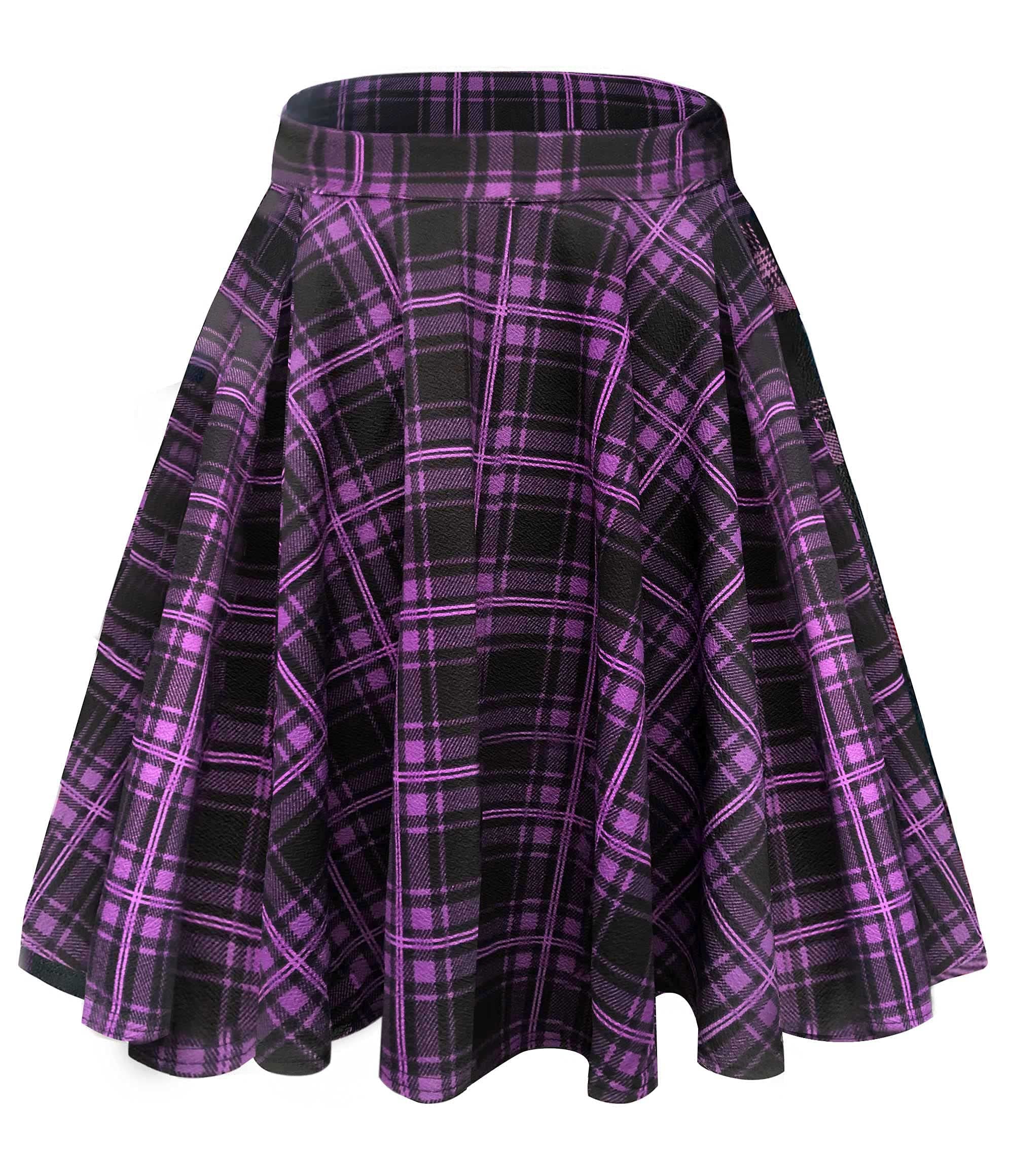 Urban CoCo Women's Basic Midi Skirt Versatile Stretchy Flared Casual High Waisted Skirt