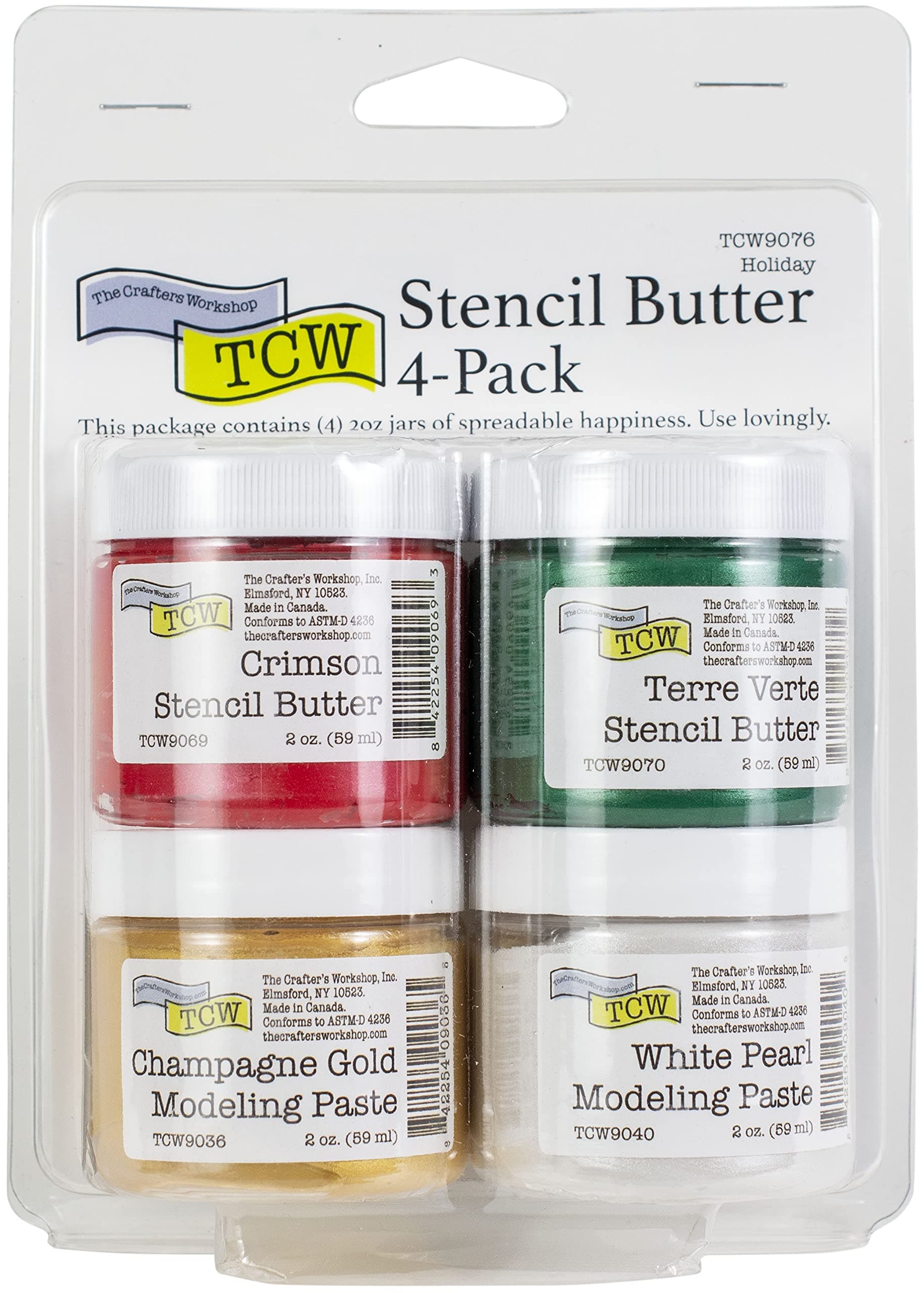 Stencil Butter 4/PKG Holiday, 4 x 2oz