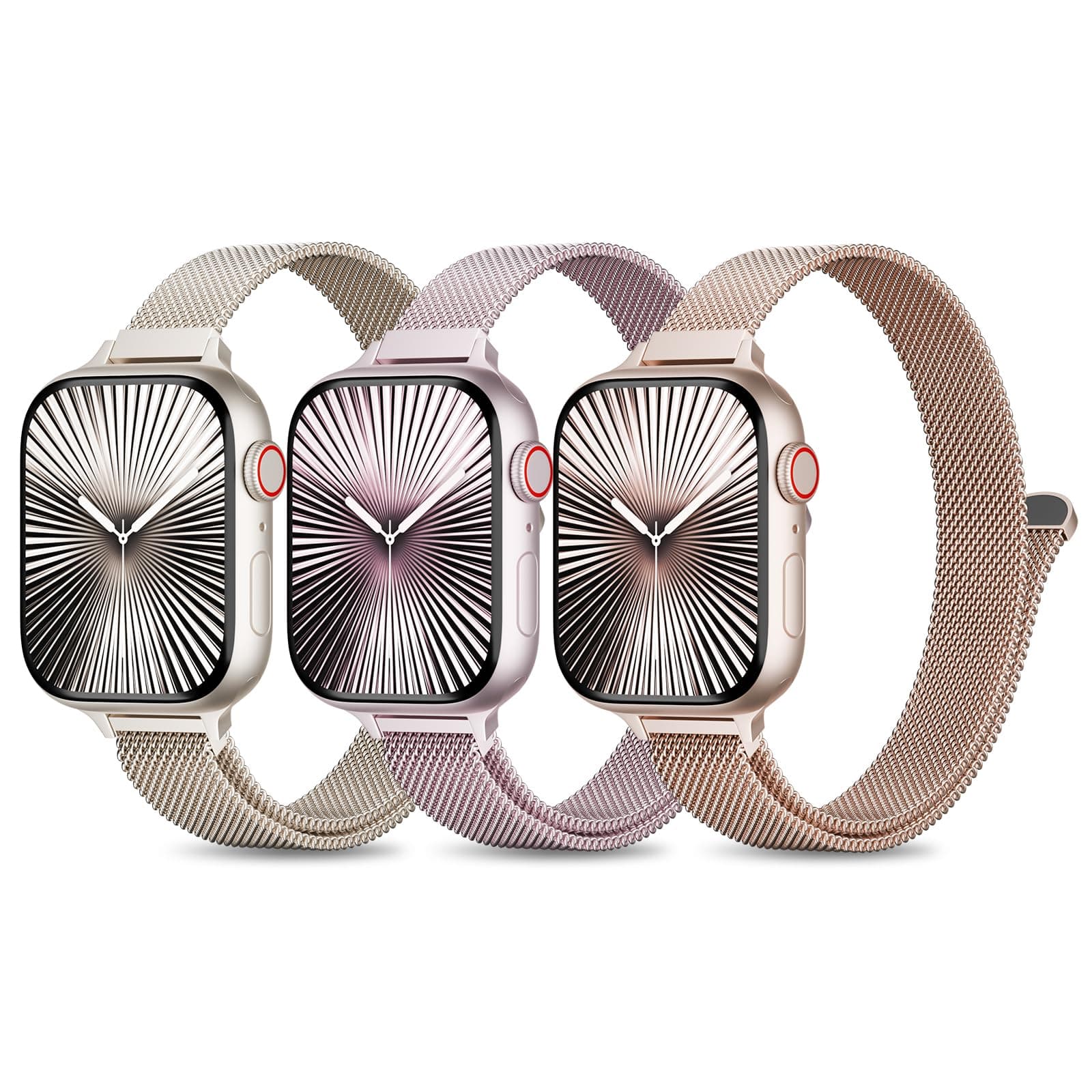 3 Pack Slim Metal Loop Compatible with Apple Watch Band 41mm 40mm 38mm 46mm 45mm 44mm 42mm 49mm Women Men, Thin Stainless Steel Magnetic Strap for iWatch Bands Series 10 9 8 SE 7 6 5 4 3 2 1 Ultra