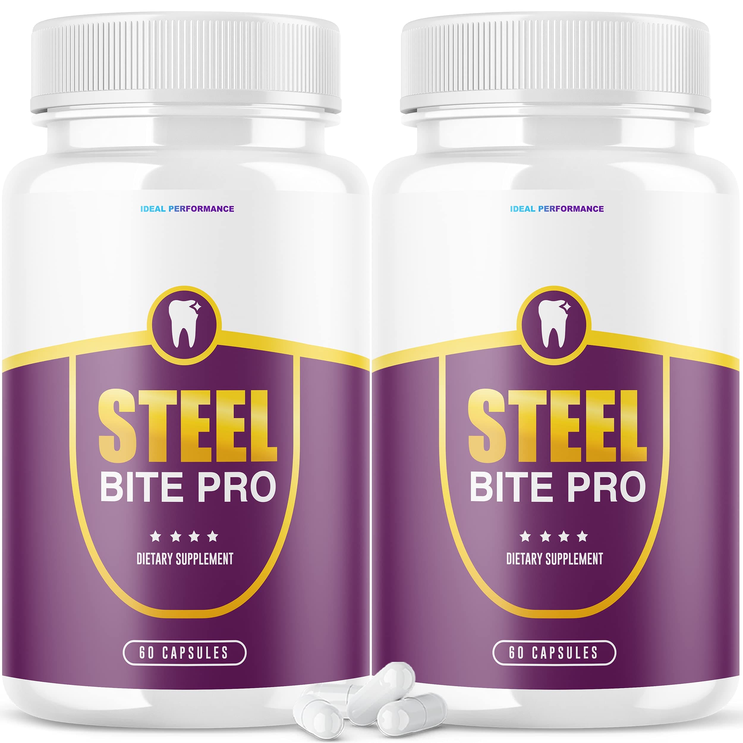 IDEAL PERFORMANCE (2 Pack) Steel Bite Pro Teeth Supplement for Teeth and Gum Repair Dental (120 Capsules)