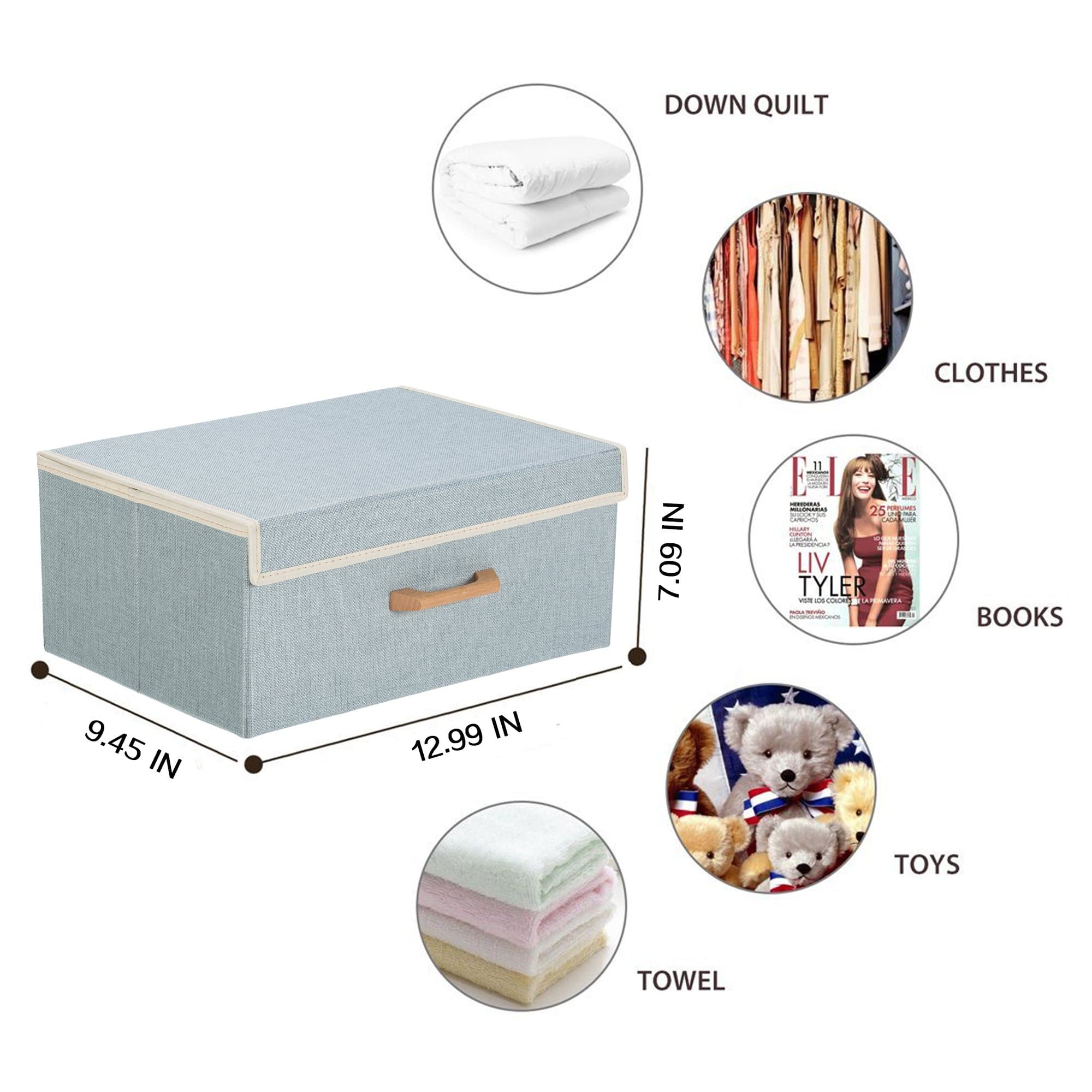 Large Foldable Storage Cube Basket Bin 12.99" x 9.45" x 7.09" (Blue)