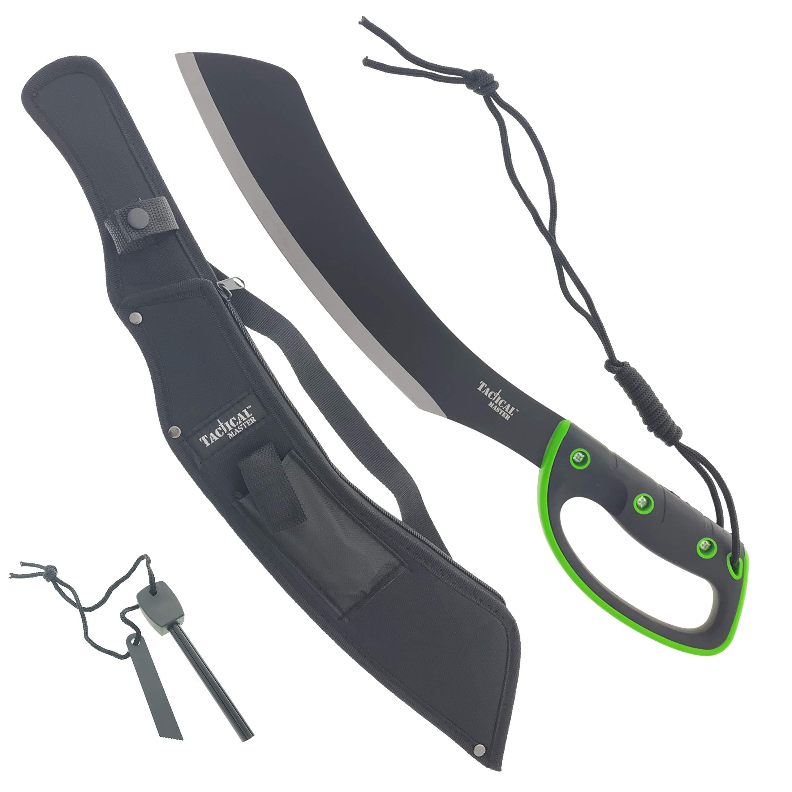 - 20" Fixed Blade Machete with a Survival Fire Starter, for Camping, Tactical, Outdoor