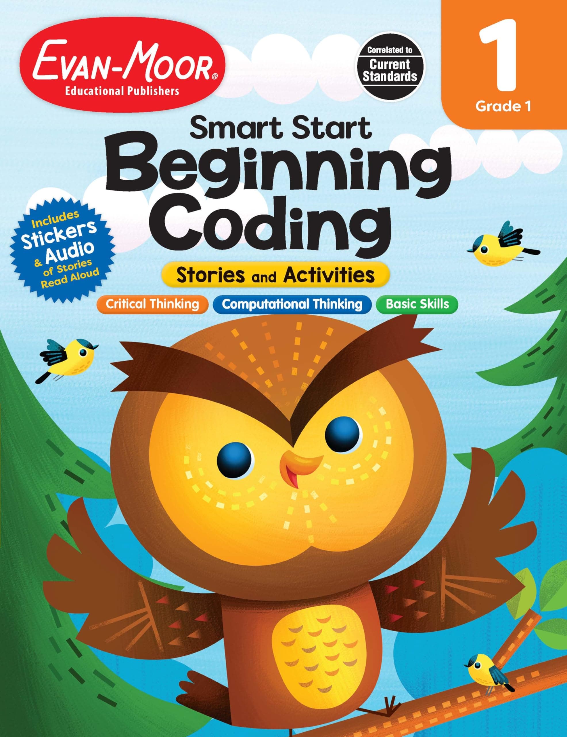 Evan-Moor Smart Start Beginning Coding, Grade 1, Activity Workbook, Includes Stickers and Audio Read Along, Basic Skills, Critical Thinking, ... Beginning Coding Stories and Activities)
