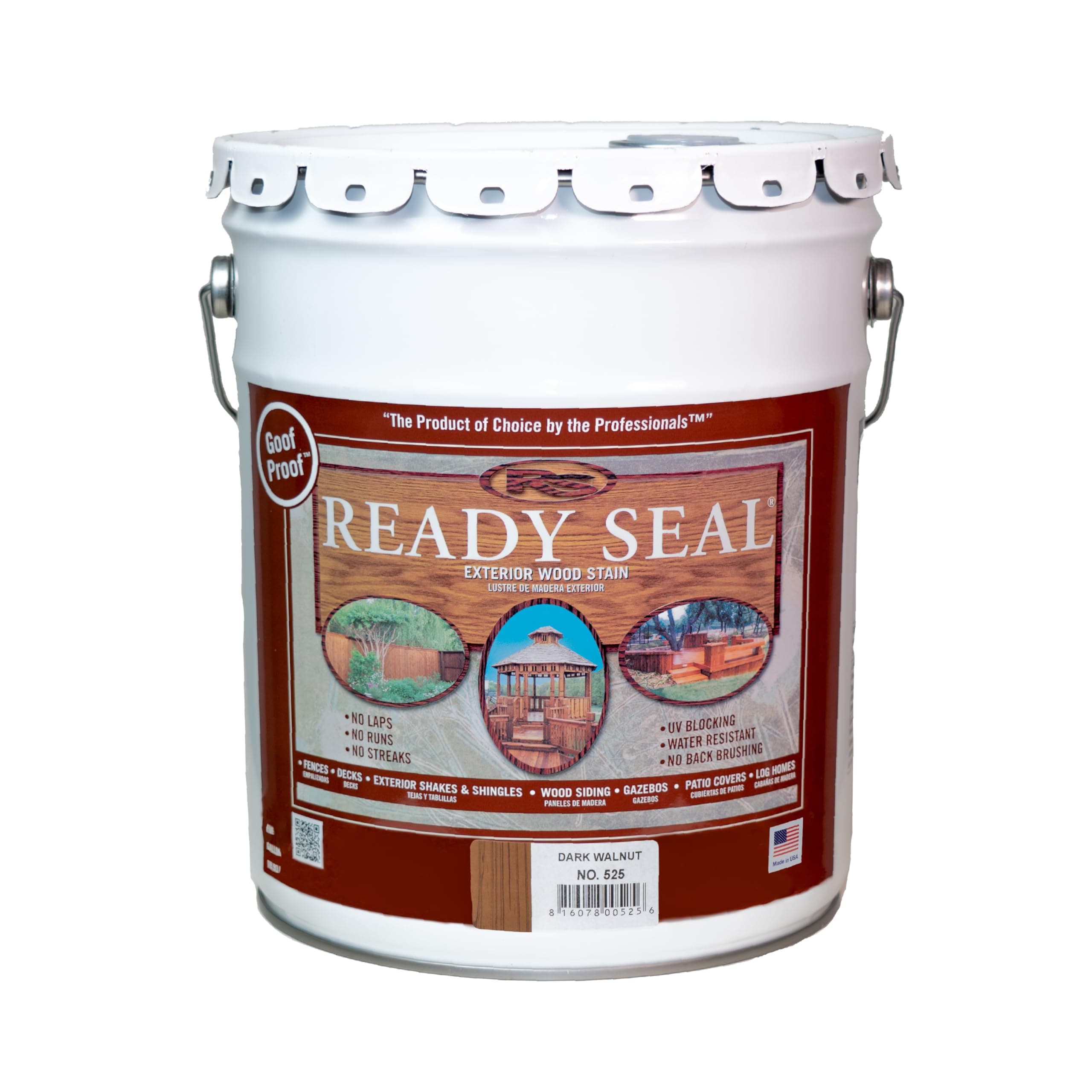 Exterior Wood Stain | Semi-Transparent Oil-Based Formula | Professional Grade Stain and Sealer in One | Ideal for Decks, Fences, Pergolas, Wood Siding & More | 5 Gallon | Dark Walnut