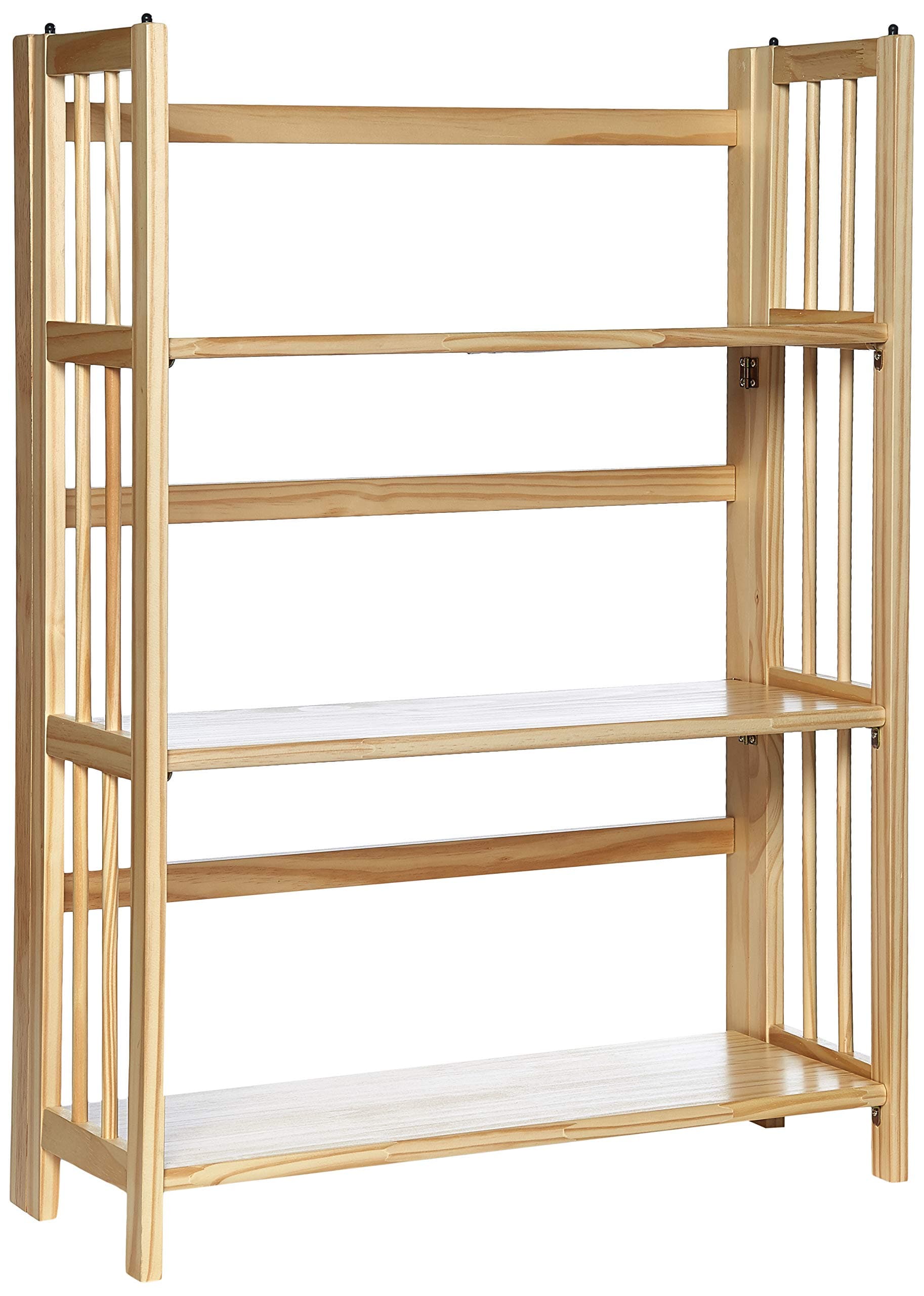 3-Shelf Folding Stackable Bookcase (27.5" Wide)-Natural