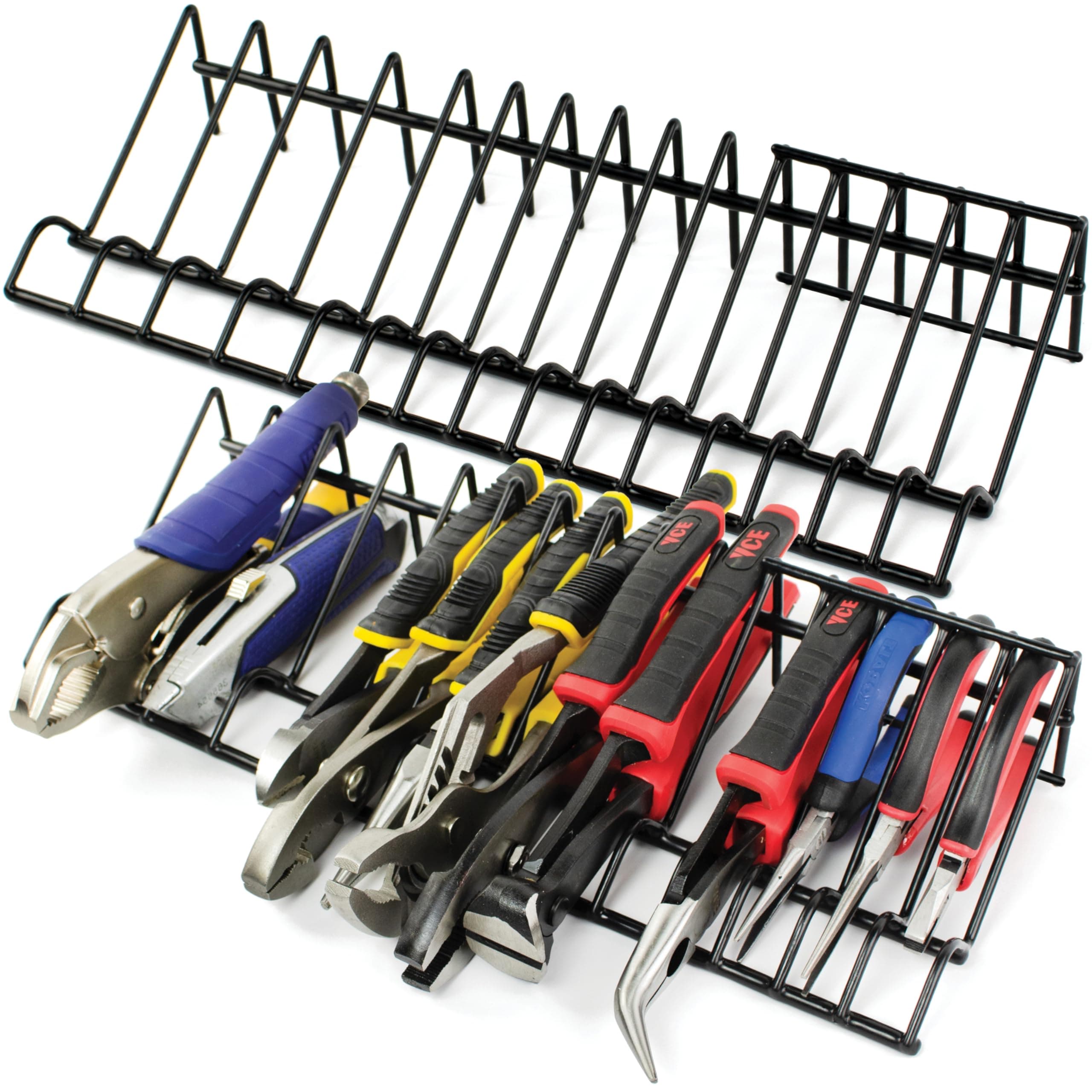 Plier Organizer Rack for Tool Box Storage, Holds Regular and Wide Handle Pliers, Fits Toolbox or Chest Drawers, Durable and Space-Saving Design (2 Pack)