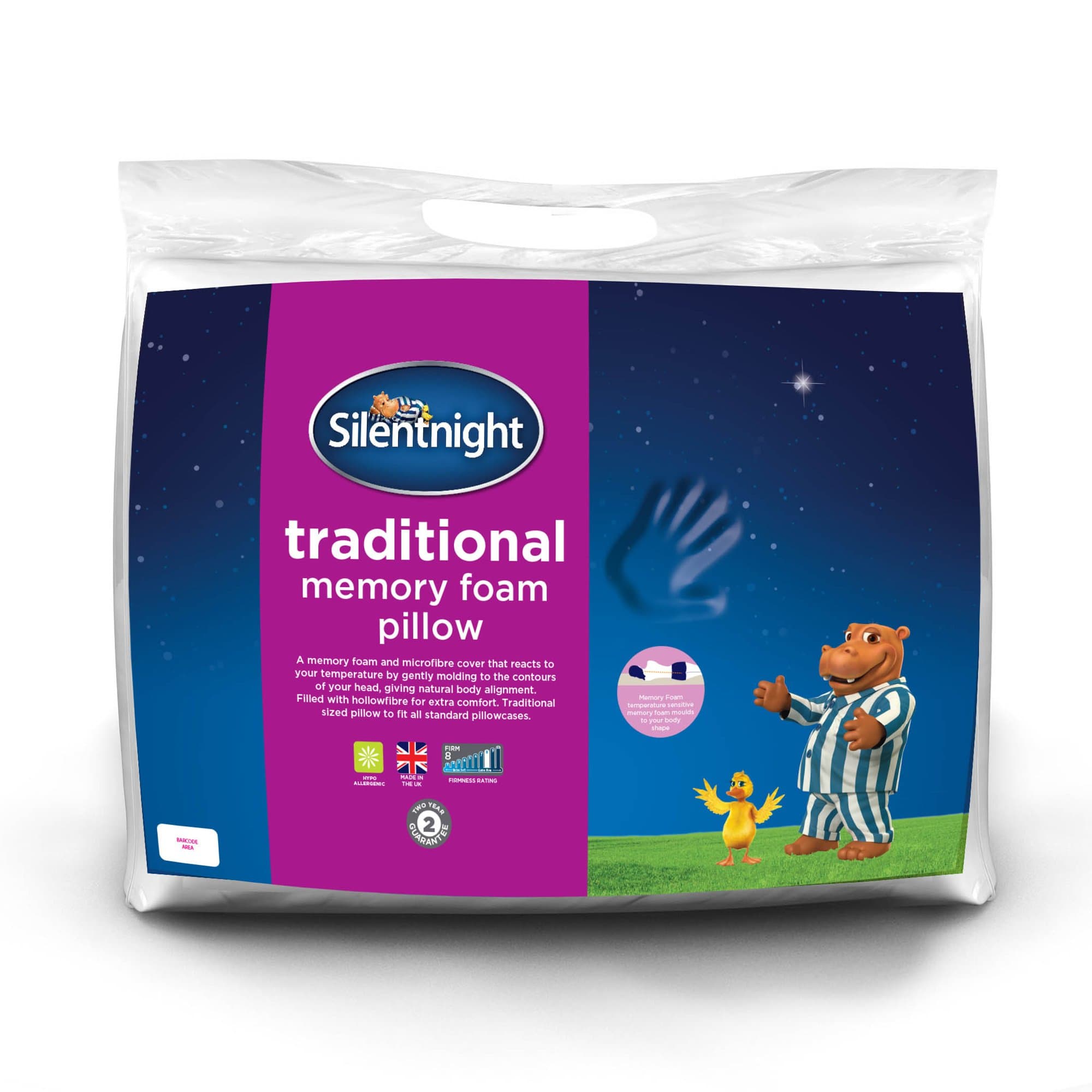 Silentnight Memory Foam Pillow, microfibre, White, Single (Packaging May Vary)