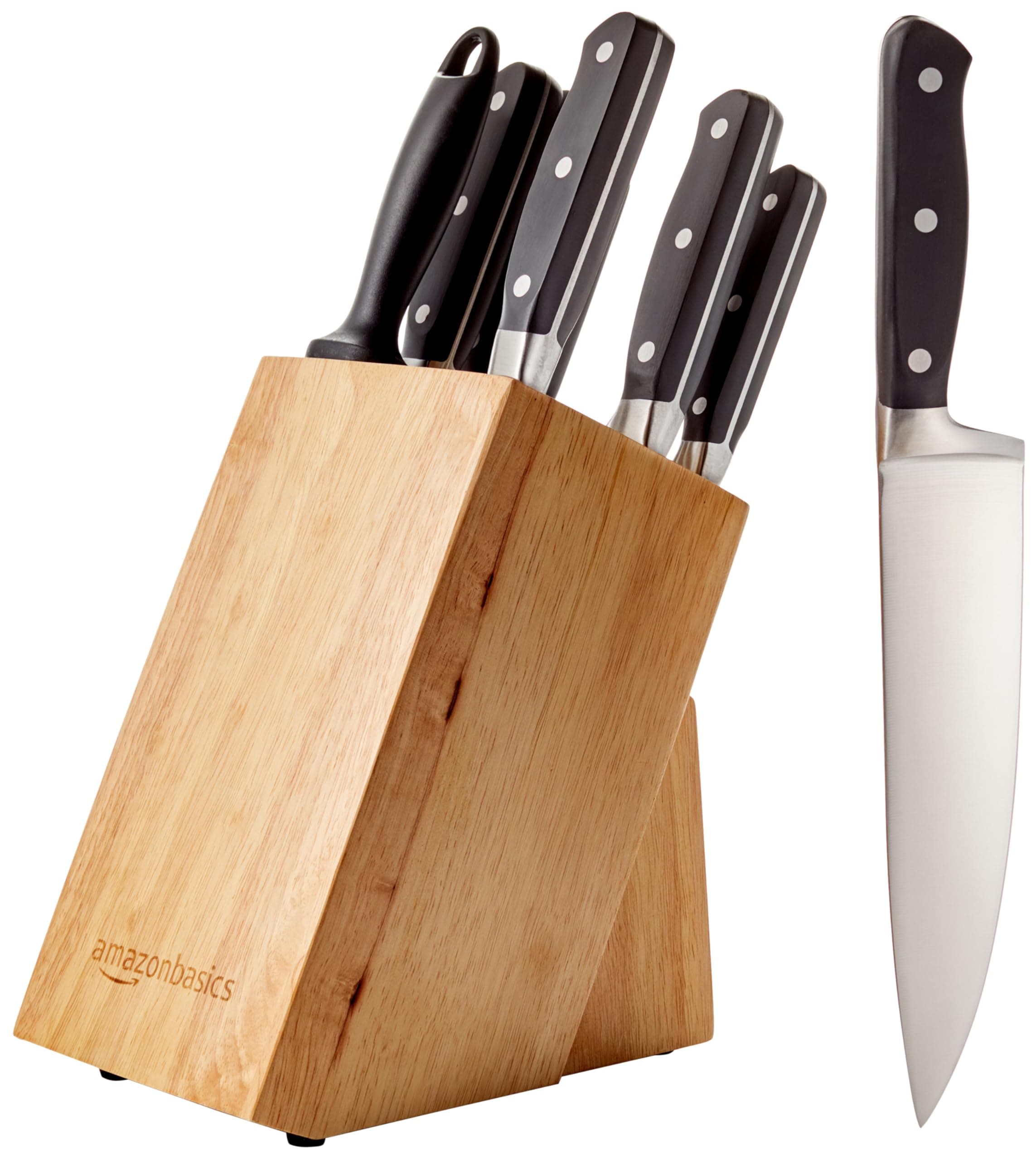 Amazon Basics Premium Knife Block Set, 9-Piece, Black