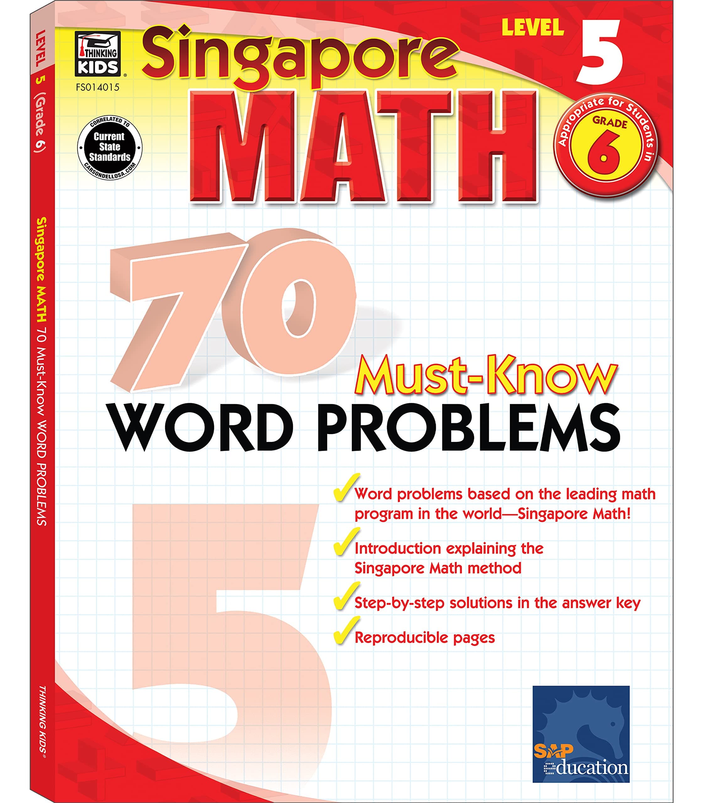 Singapore Math – 70 Must-Know Word Problems Workbook for 6th Grade Math, Paperback, Ages 11–12 with Answer Key (Singapore Math 70 Must Know Word Problems) Paperback – June 15, 2009