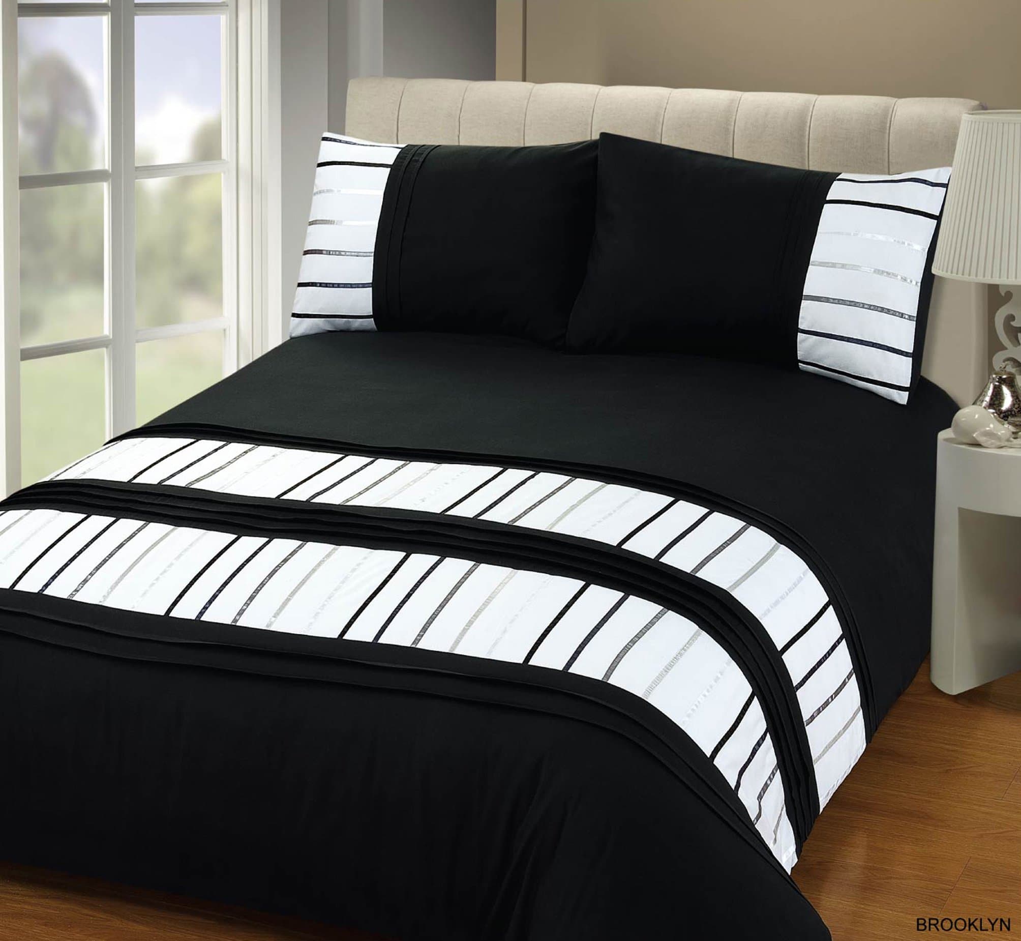 RapportBrooklyn Duvet Set, Single-Black, Polyester-Cotton