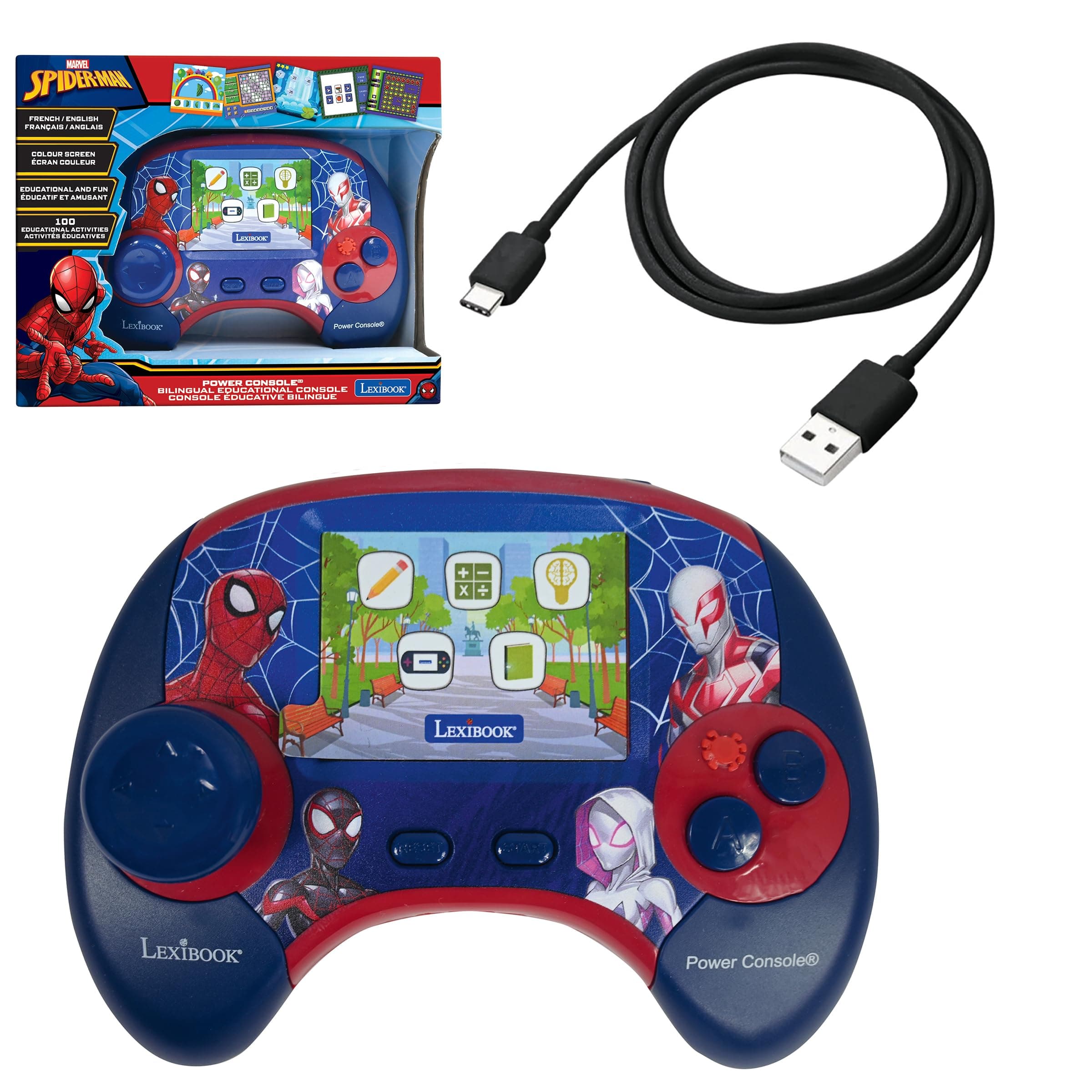 – Spider-Man Power Console® - Educational bilingual game console with 100 activities in English/French, JCG100SPi1