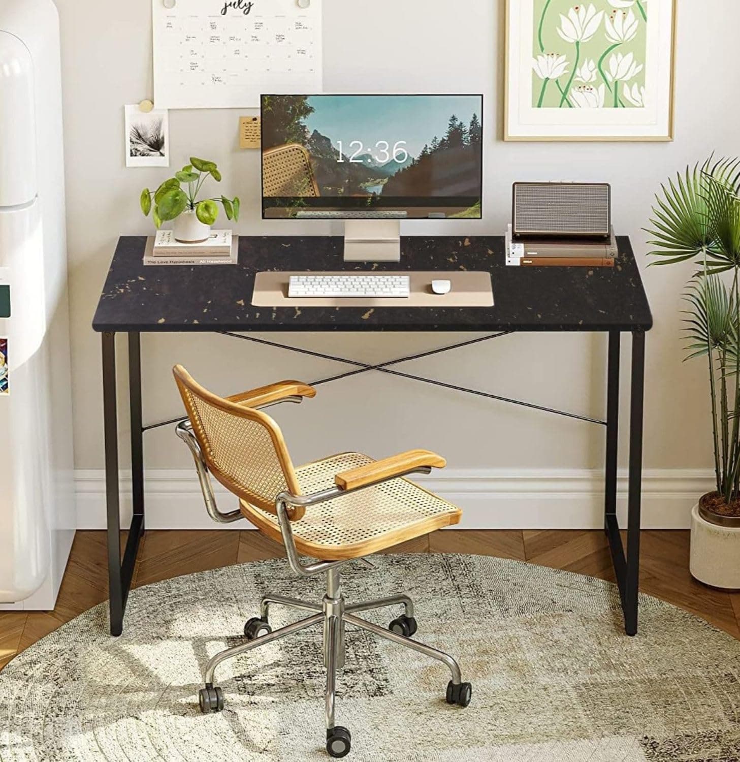 QARA Wood, Computer Table for Home Office,Study Table, (36X24) Inch,Study Table, Computer Desktop,Laptop Table,Office Desk,Workstation (Granite Black- Crysta)