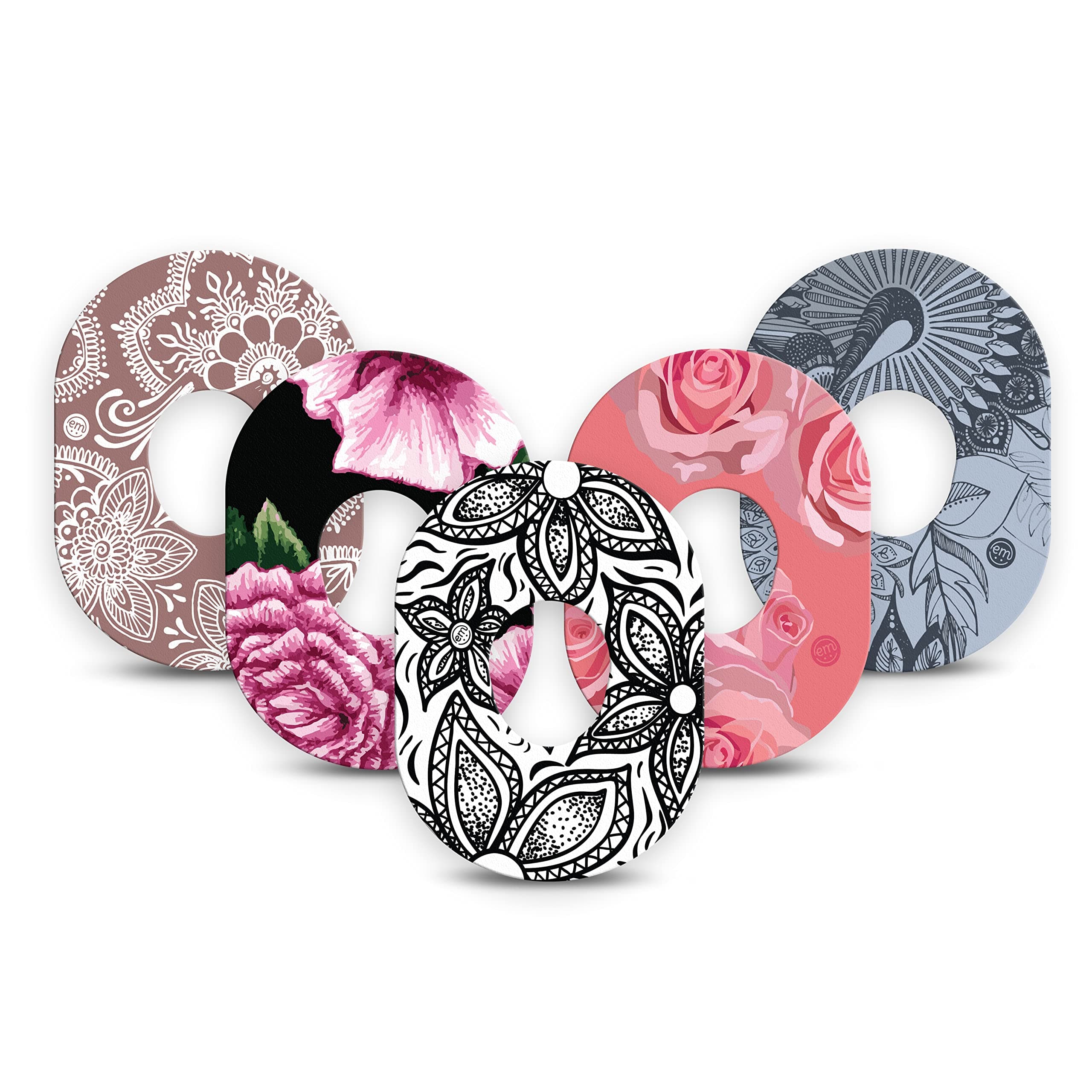 ExpressionMedAdhesive Patch for Dexcom G7 and Stelo (5-Pack) - Made in The USA, Waterproof, Split Backing, CGM Tape (Floral Variety Pack)