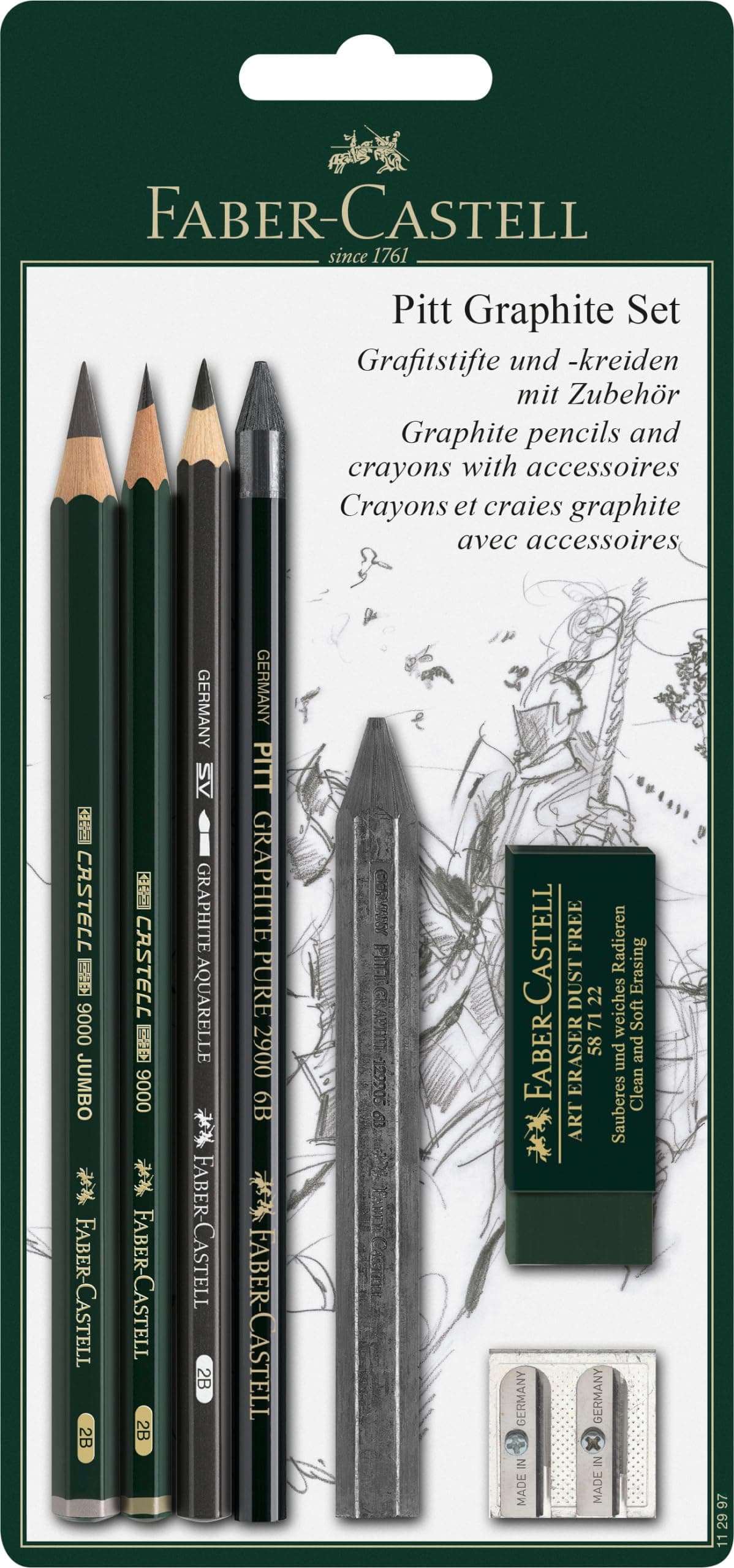 PITT Graphite Master Set,Grey,7 Piece Set