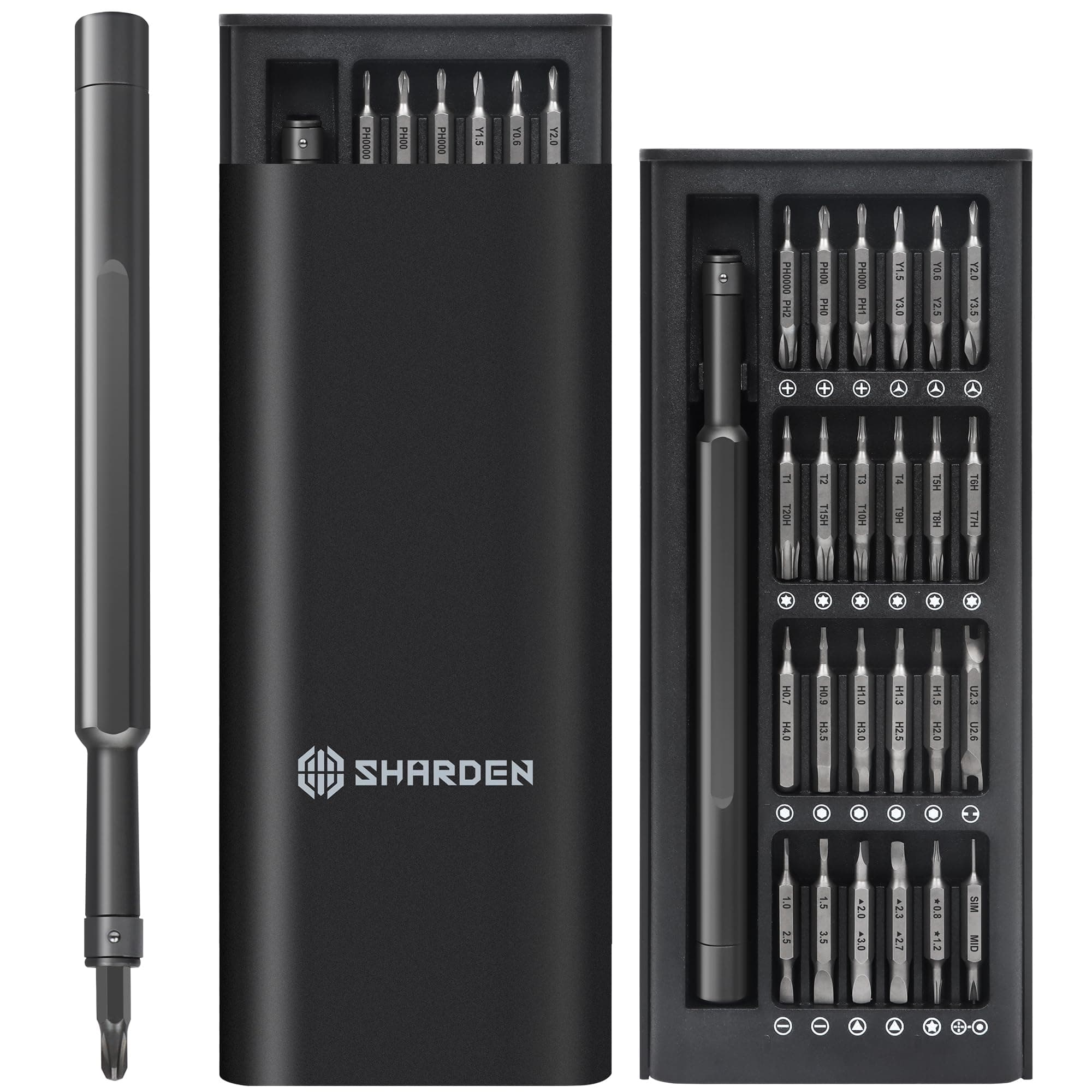 SHARDEN Precision Screwdriver Set, Small Screwdriver Set with Torx, Pentalobe, Tri-wing, Mini Repair Tool Kit for PC, Laptop, MacBook, Computer, iPhone, PS5, Watch, Glasses, Electronic (49 in 1 Black)