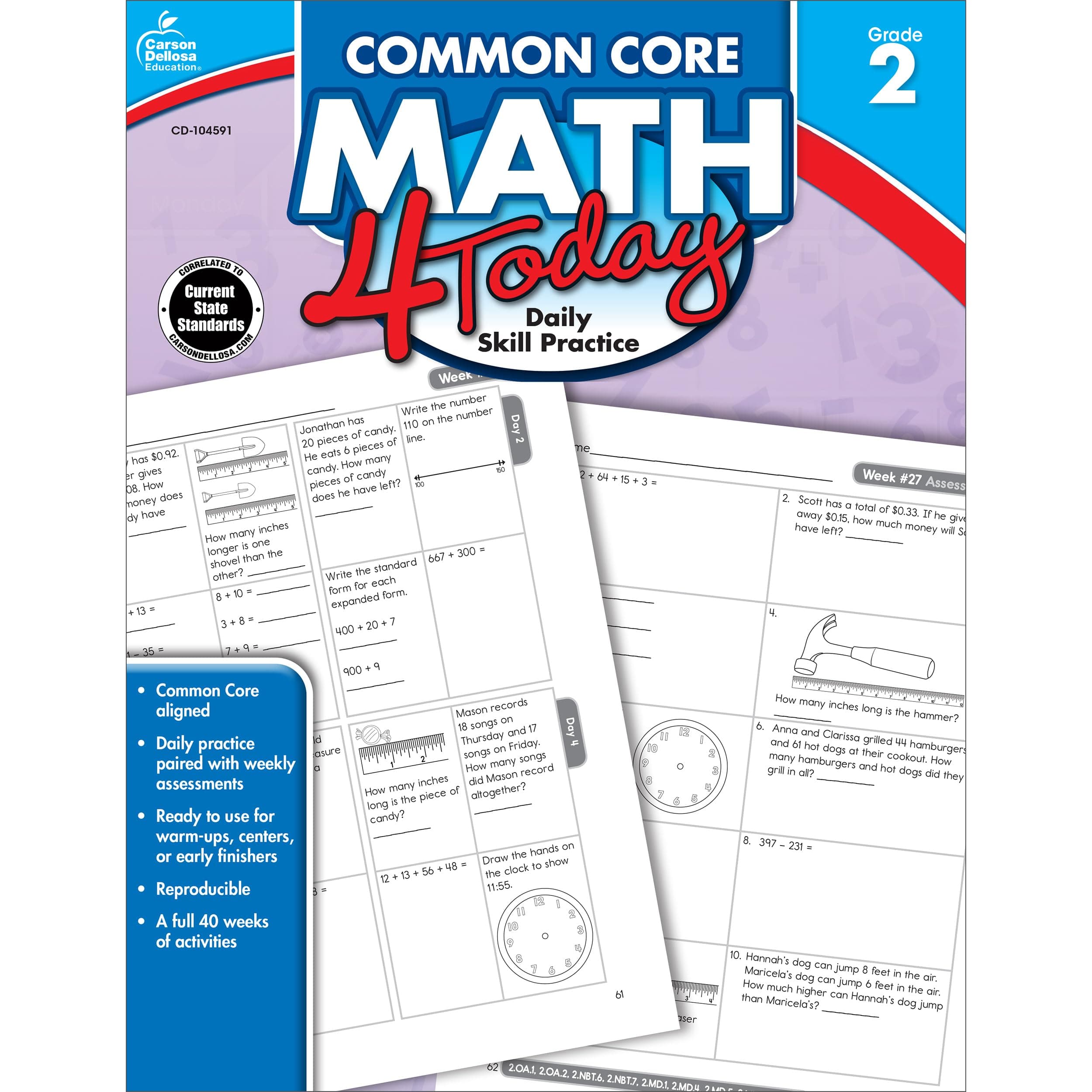 Common Core Math 4 Today, Grade 2: Daily Skill Practice Volume 5