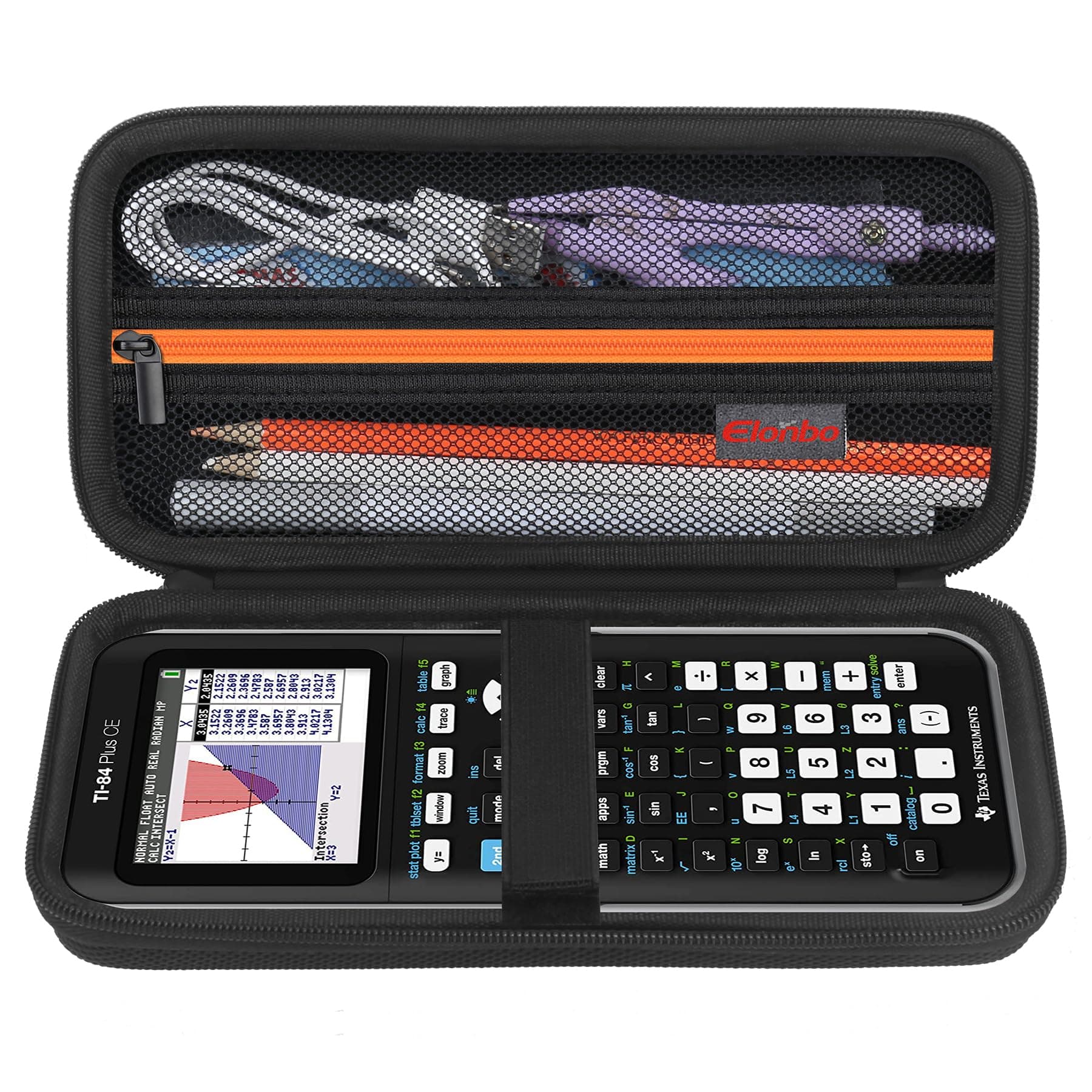 Carrying Case for Texas Instruments TI-84 Plus CE/TI-84 Plus/TI-83 Plus/TI-83 Plus CE Color Graphing Calculator, Extra Mesh Pocket Fits Charging Cable Charger Manual, Black