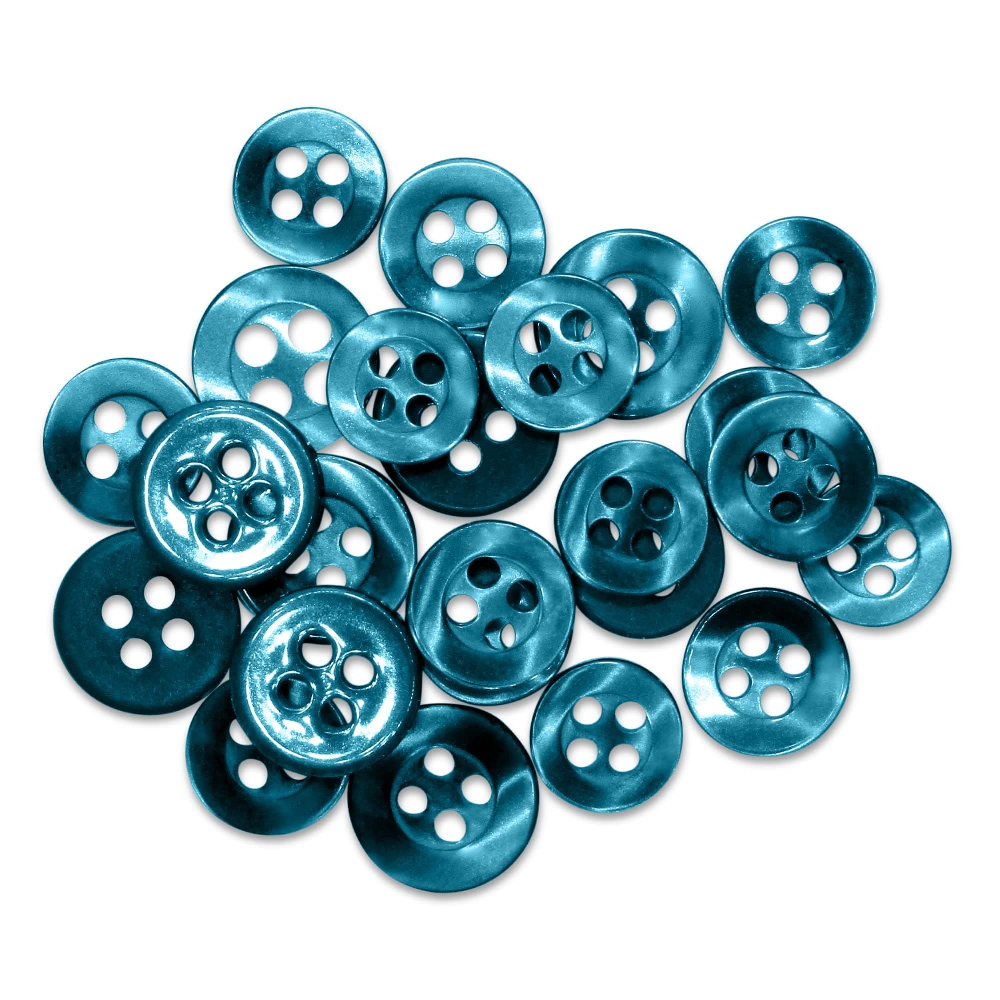 ButtonMode Standard Shirt Buttons 16pc Set Includes 8 Shirt Front Buttons x 13mm (1/2 Inch), 4 Shirt Sleeves x 11.5mm (7/16 Inch) and 4 Shirt Collar Buttons x 10mm (3/8 Inch), Teal, 16-Buttons