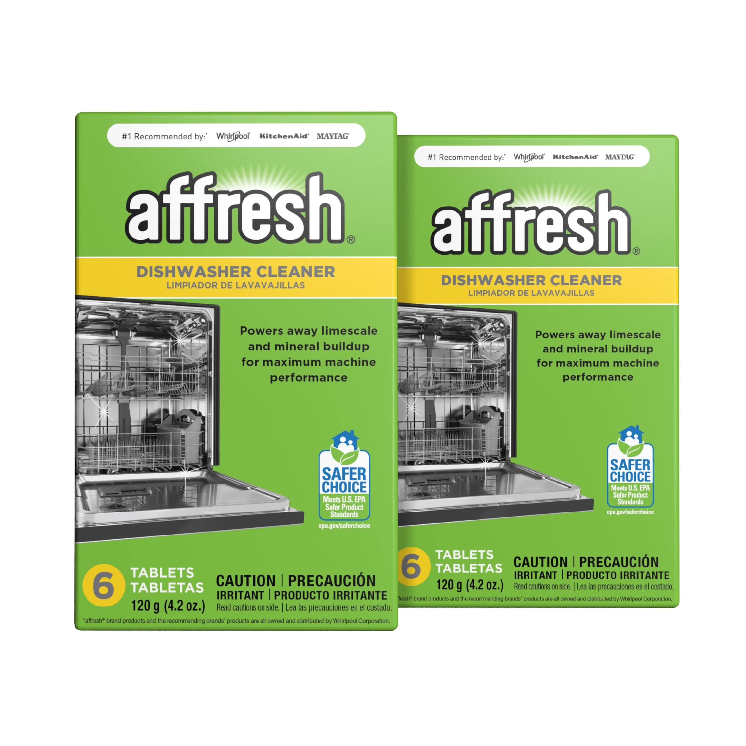 Affresh Dishwasher Cleaner, Helps Power Away Odor Causing Bacteria, Limescale, Mineral Deposits & Grime Inside Pump, Tub & Hoses, 12 Tablets, 1 Year Supply [2 Pack]