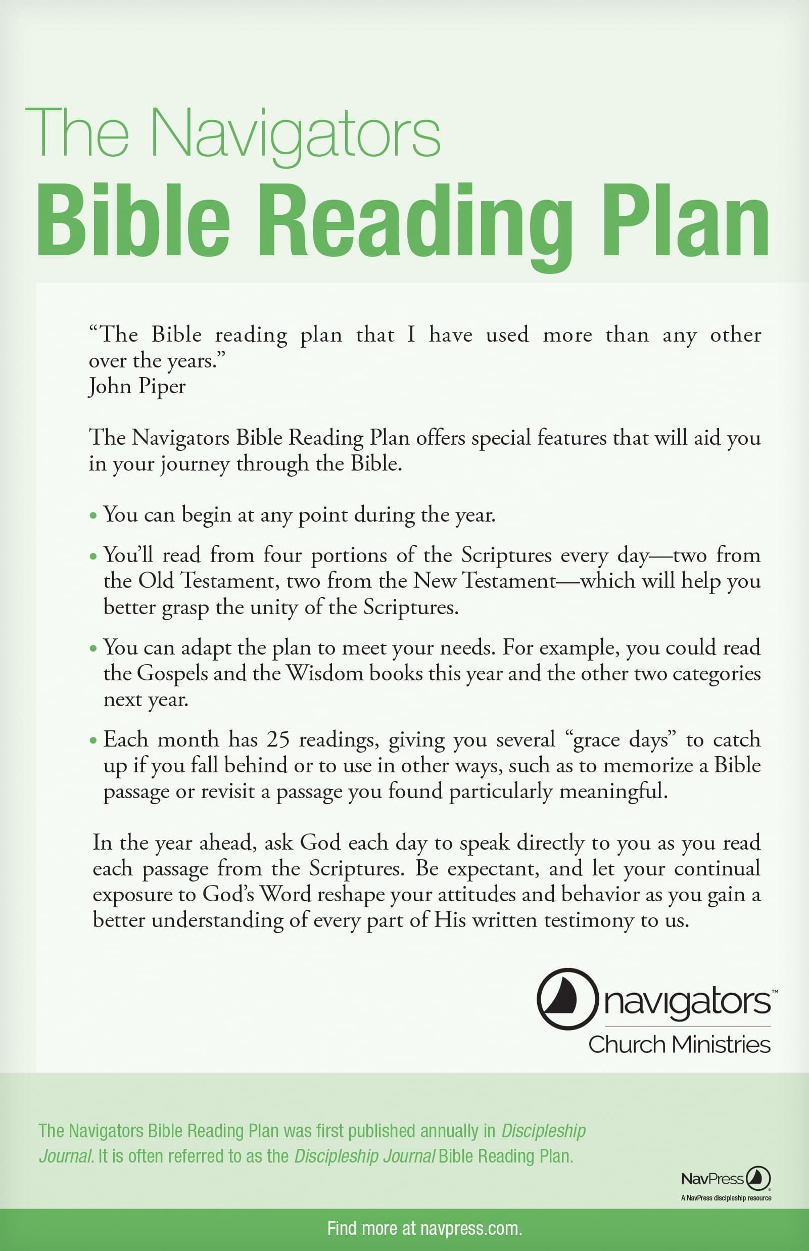 The Navigators Bible Reading Plan 25-pack (Discipleship Journal Studies)