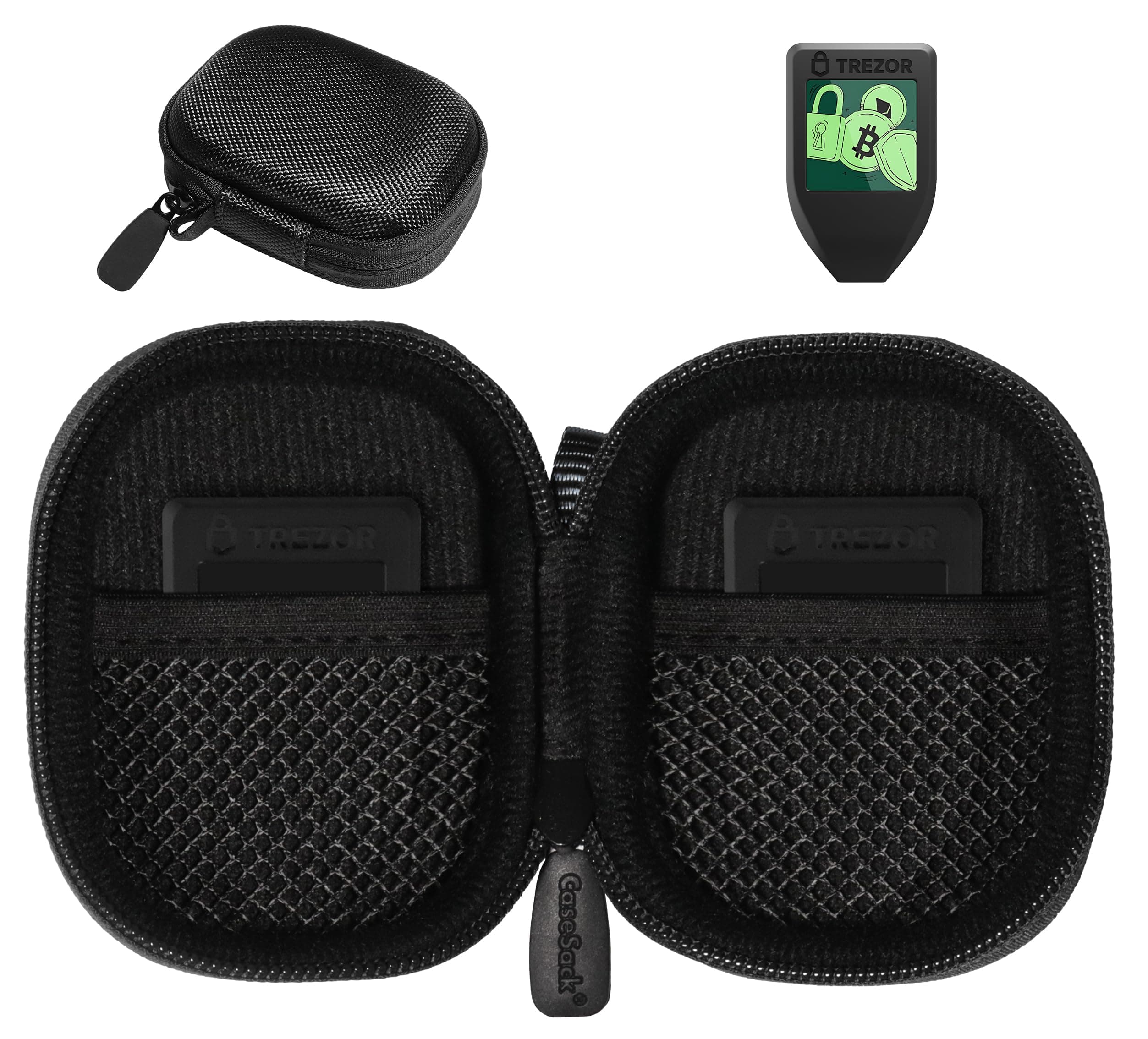 CaseSack Bitcoin Case for Trezor Model T Advanced Crypto Hardware Wallet with LCD Touchscreen