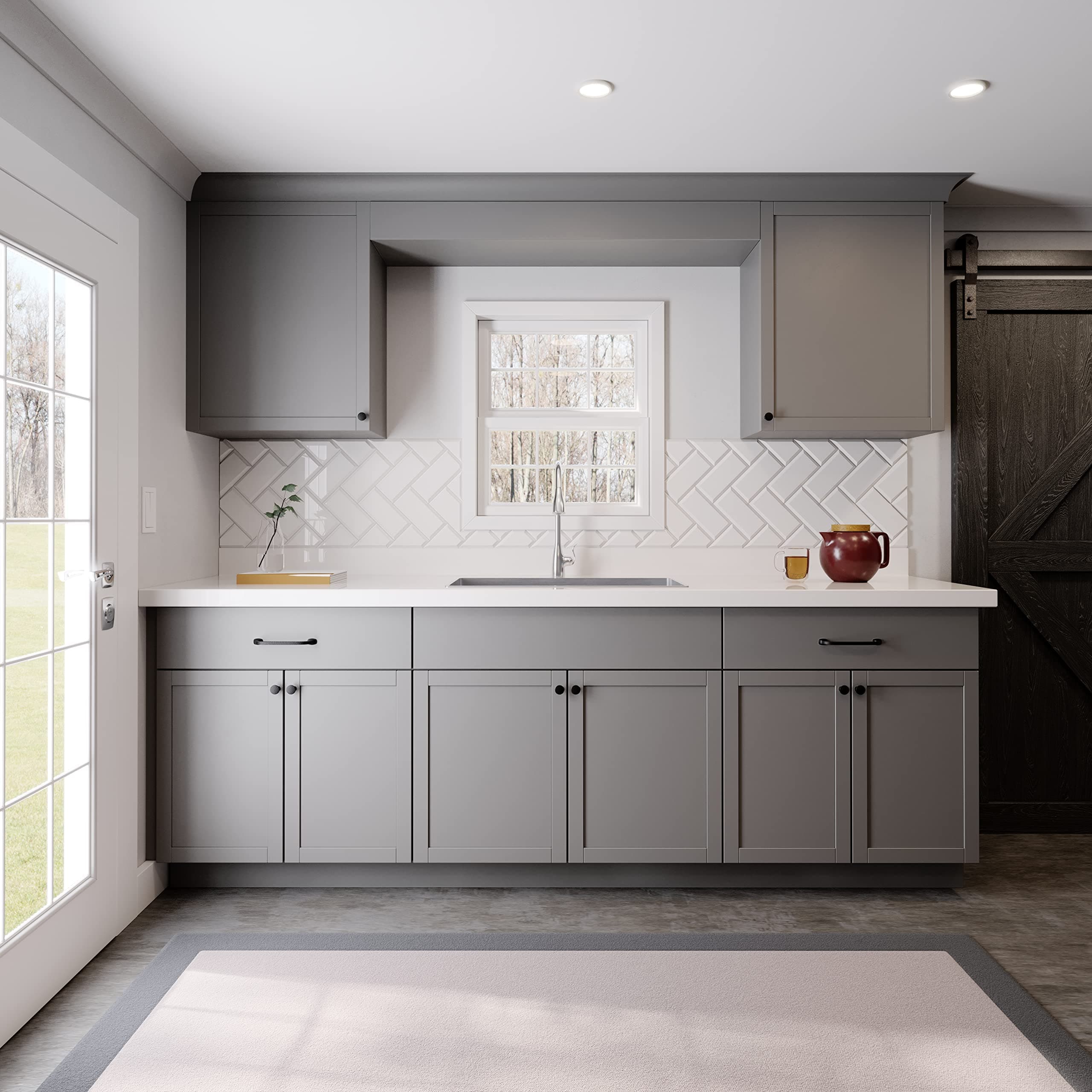 Quicklock RTA (Ready-to-Assemble) Cabinets | Kitchen Starter Sets | Office Kitchenette | Small Home Kitchenette | Apartment Kitchenette (Magnetic Gray, 8 Foot)