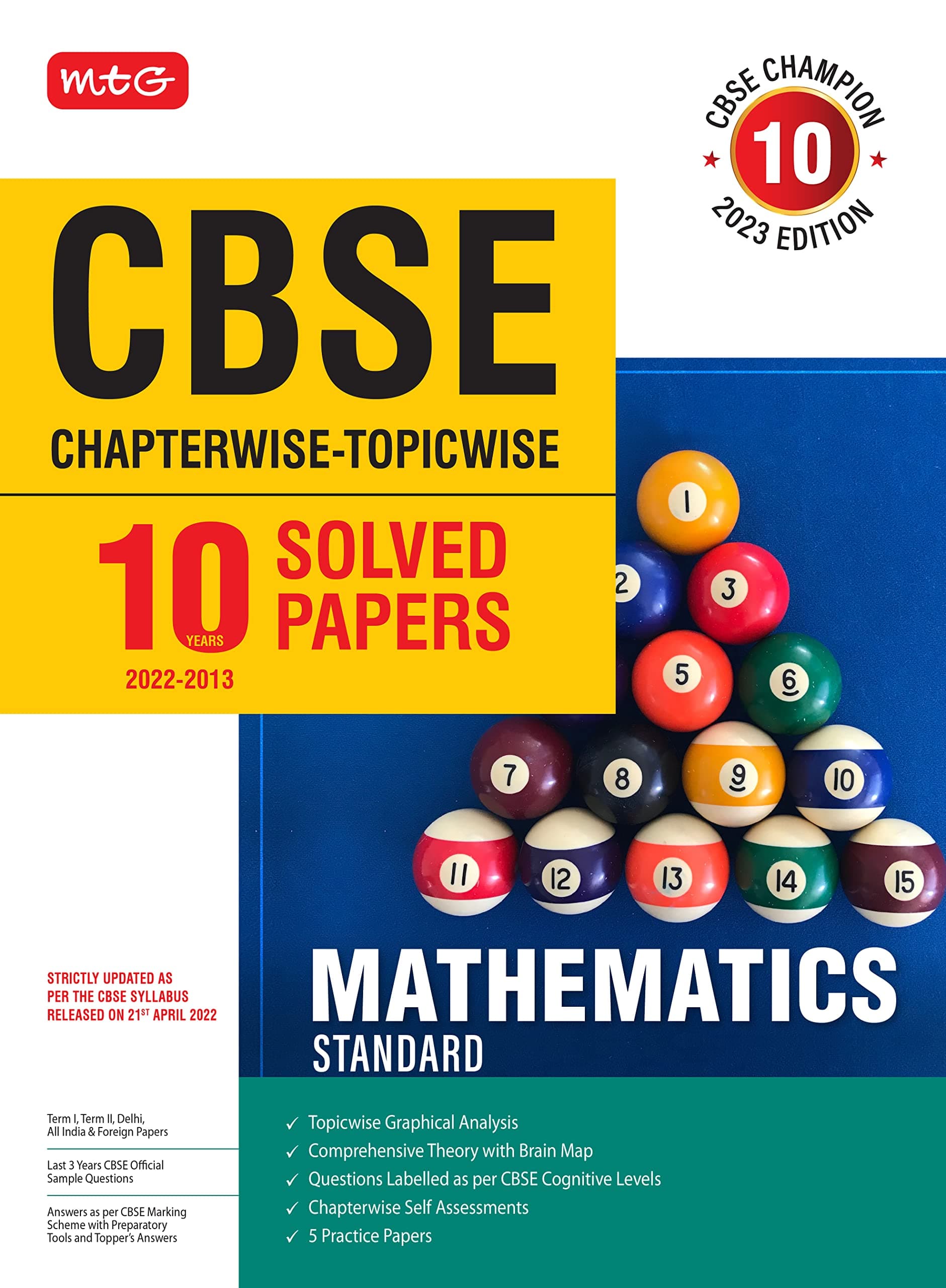 10 Years Chapterwise Topicwise Solved Papers Class 10 Mathematics Standard (2022-23) Paperback – 29 June 2022