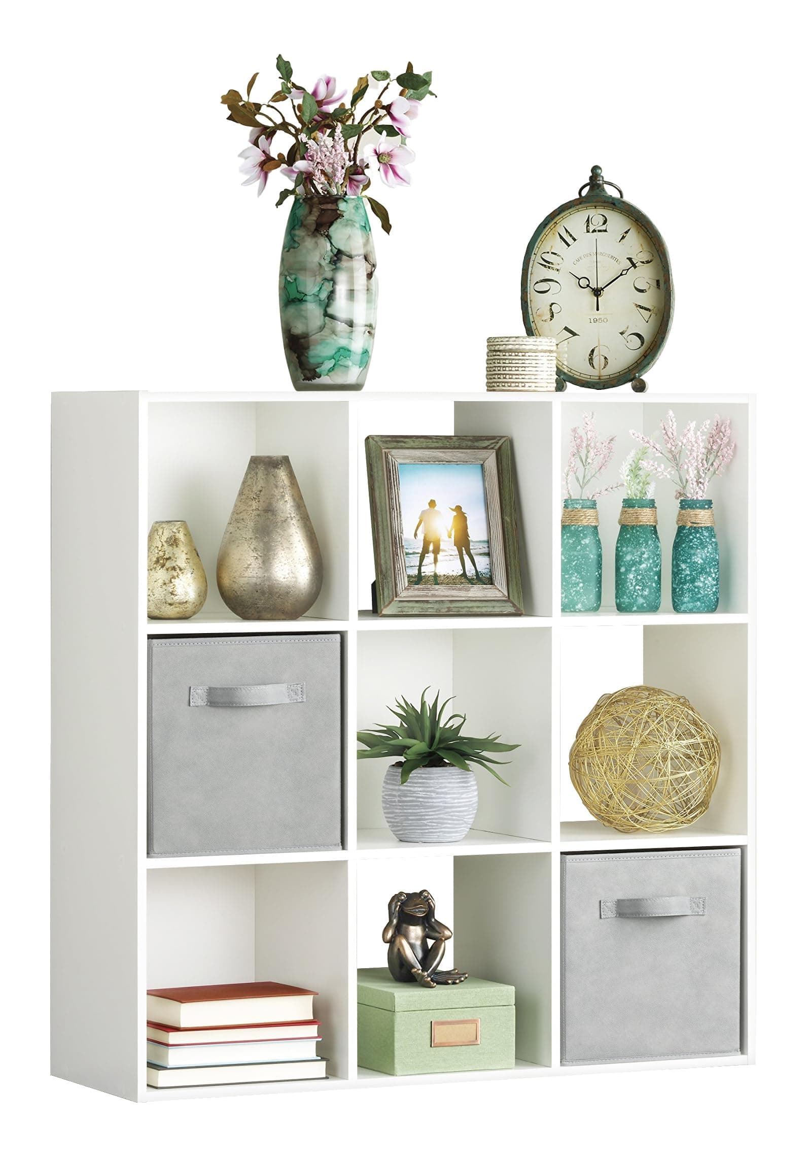 Whitmor Organizer, Wood, White, 9 Cube