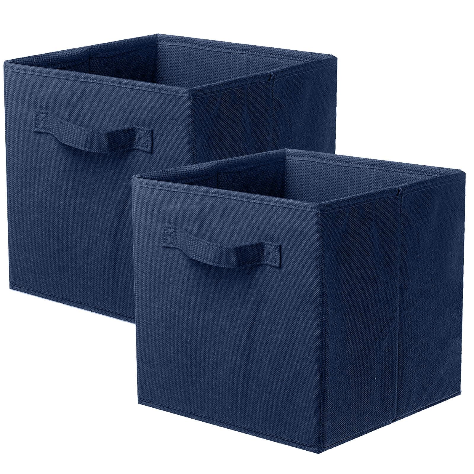 ShellKingdom Storage Bins, Foldable Fabric Storage Cubes And Cloth Organizer Drawer For Closet And Toys, 2 Pack (Dark Blue)