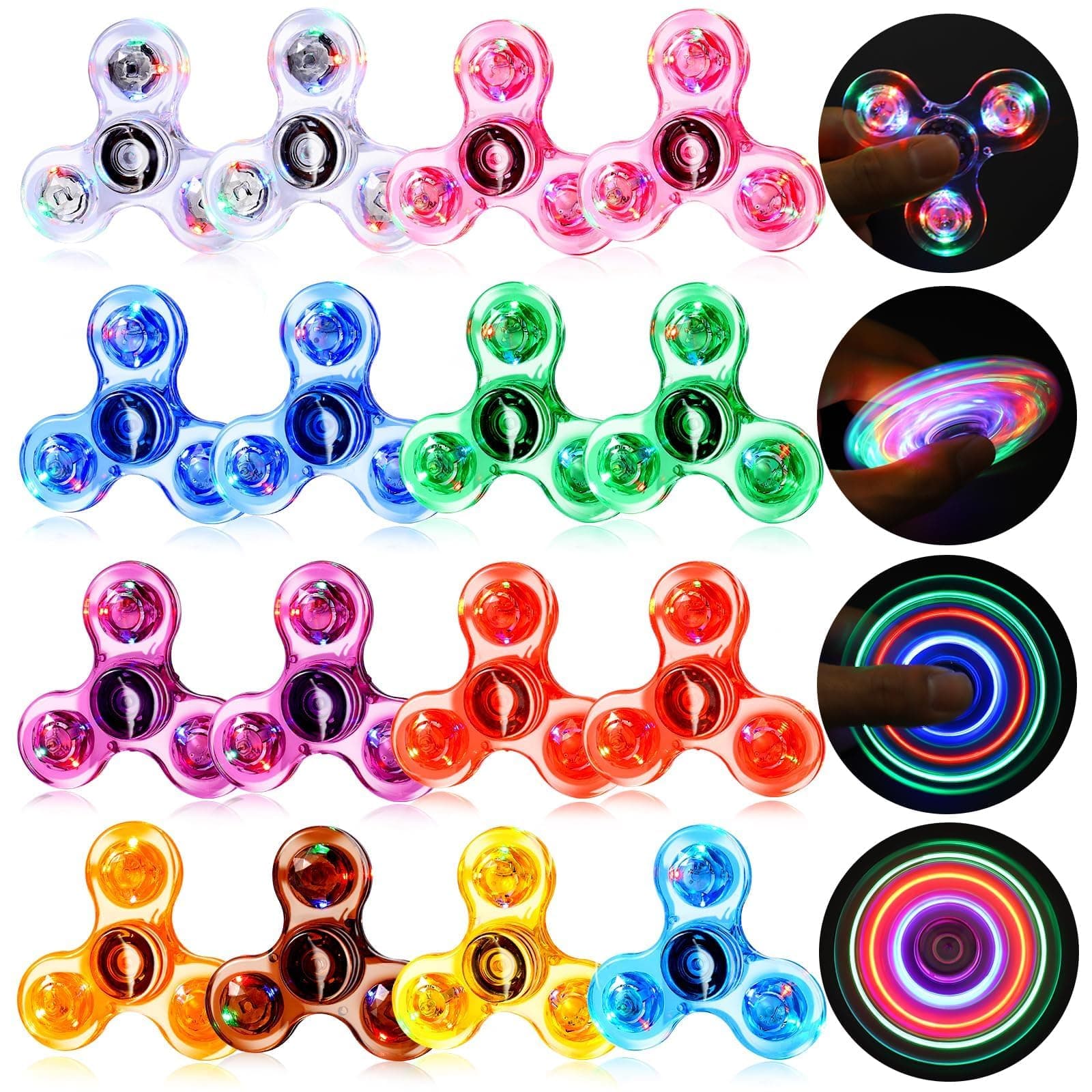 Gigilli Fidget Spinners 16 Pcs, Kids Easter Basket Stuffers Easter Egg Fillers Gifts, Light Up Fidget Toys Bulk Goodie Bag Stuffers Glow in The Dark Party Favors Gifts Return Classroom Prizes
