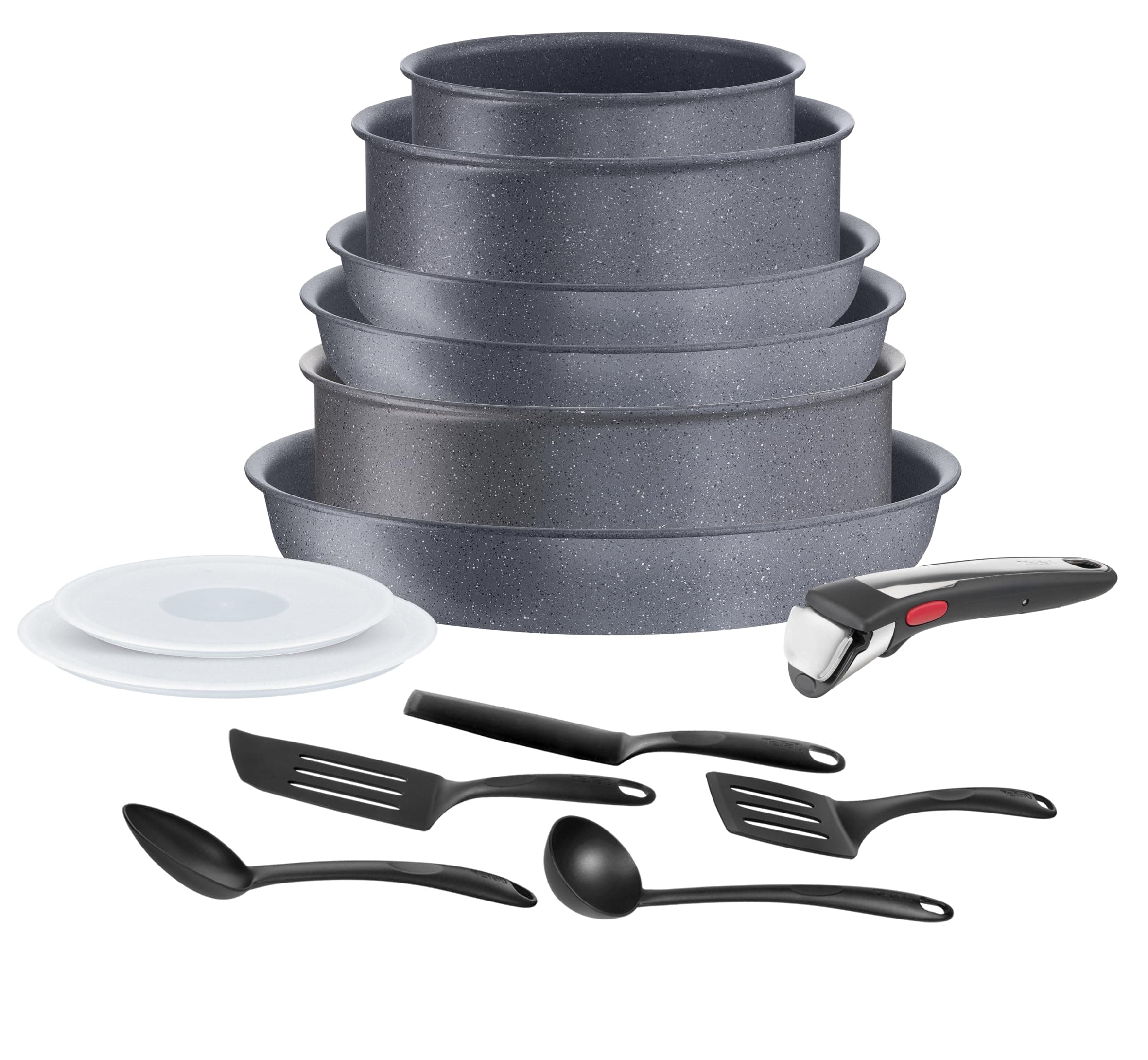 Ingenio L7669902 14-Piece Cookware Set, Induction, Non-Stick Coating, Stackable, Dishwasher-Safe, Pans and Pans Made in France, Natural On