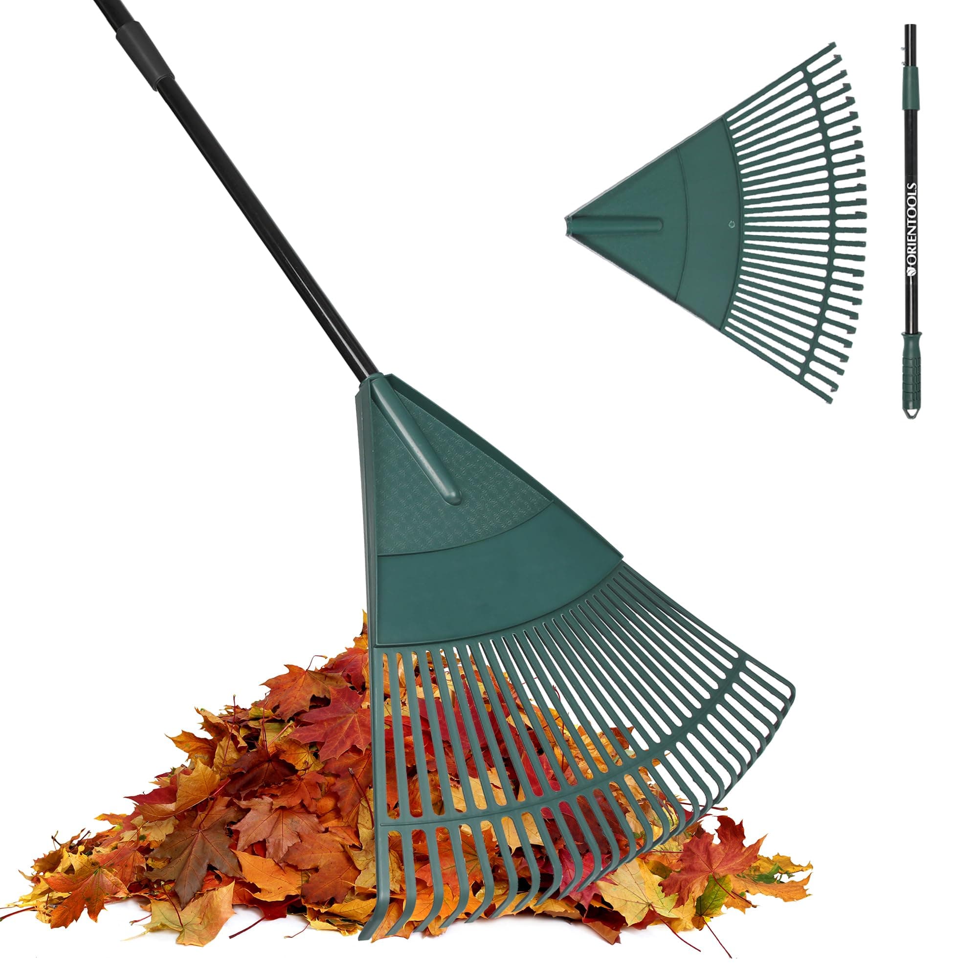 Garden Leaf Rake with Adjustable Lightweight Steel Handle