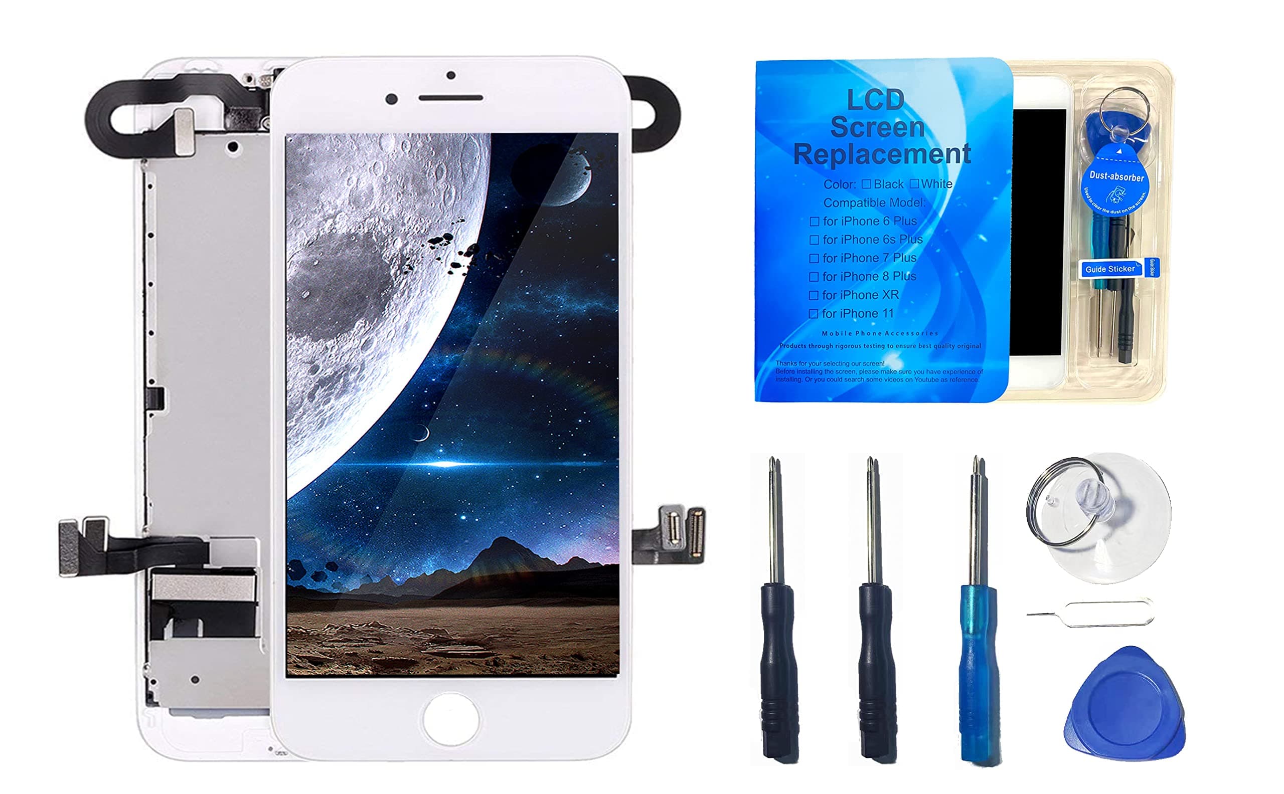 for iPhone 7 Plus 5.5" LCD Digitizer Display HD Touch Screen Replacement Full Assembly with Front Camera Earpiece Speaker Proximity Sensor Black